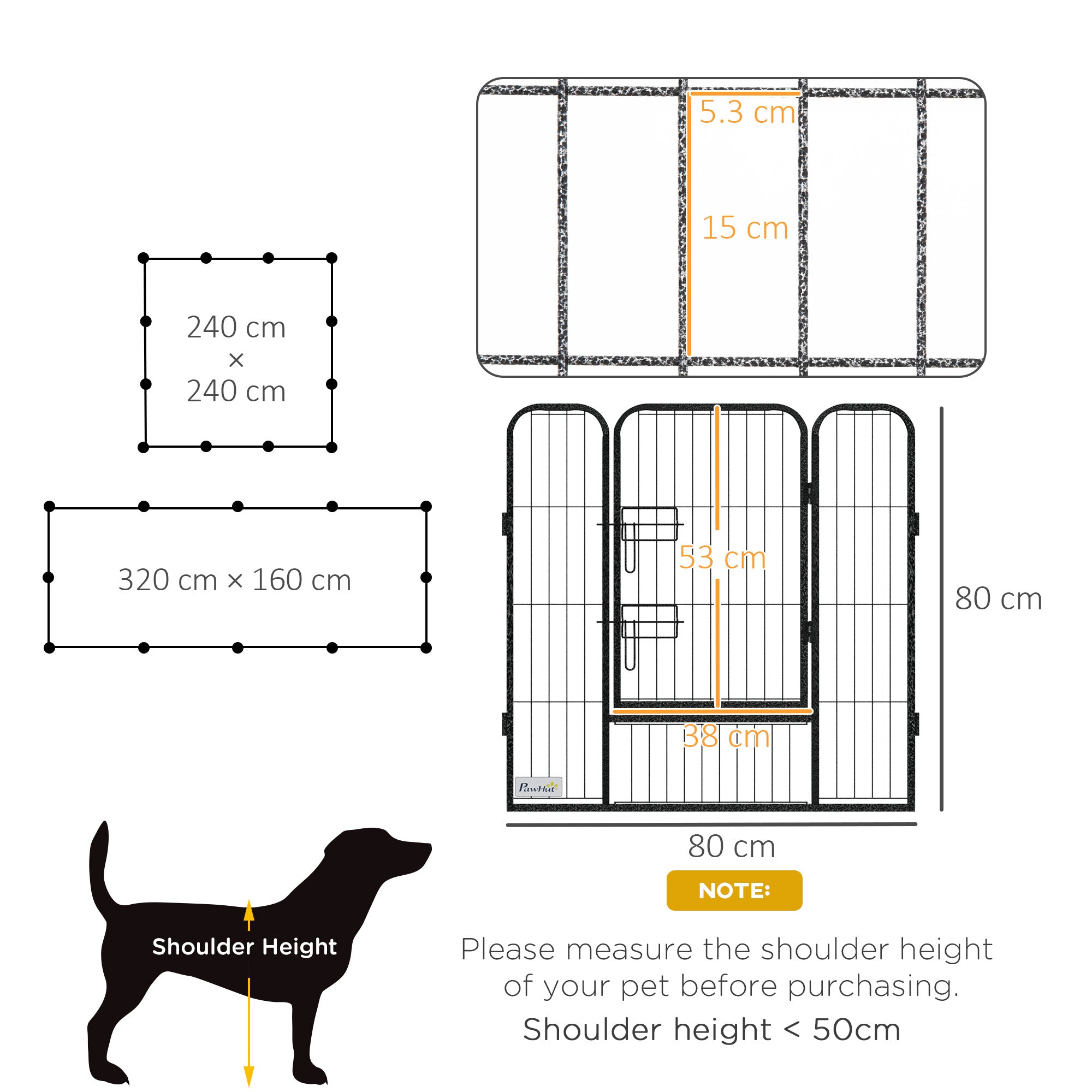 PawHut 12 Panels Heavy Duty Puppy Playpen, for Small Dogs, Indoor and Outdoor Use - Silver - North Peak Garden Furniture