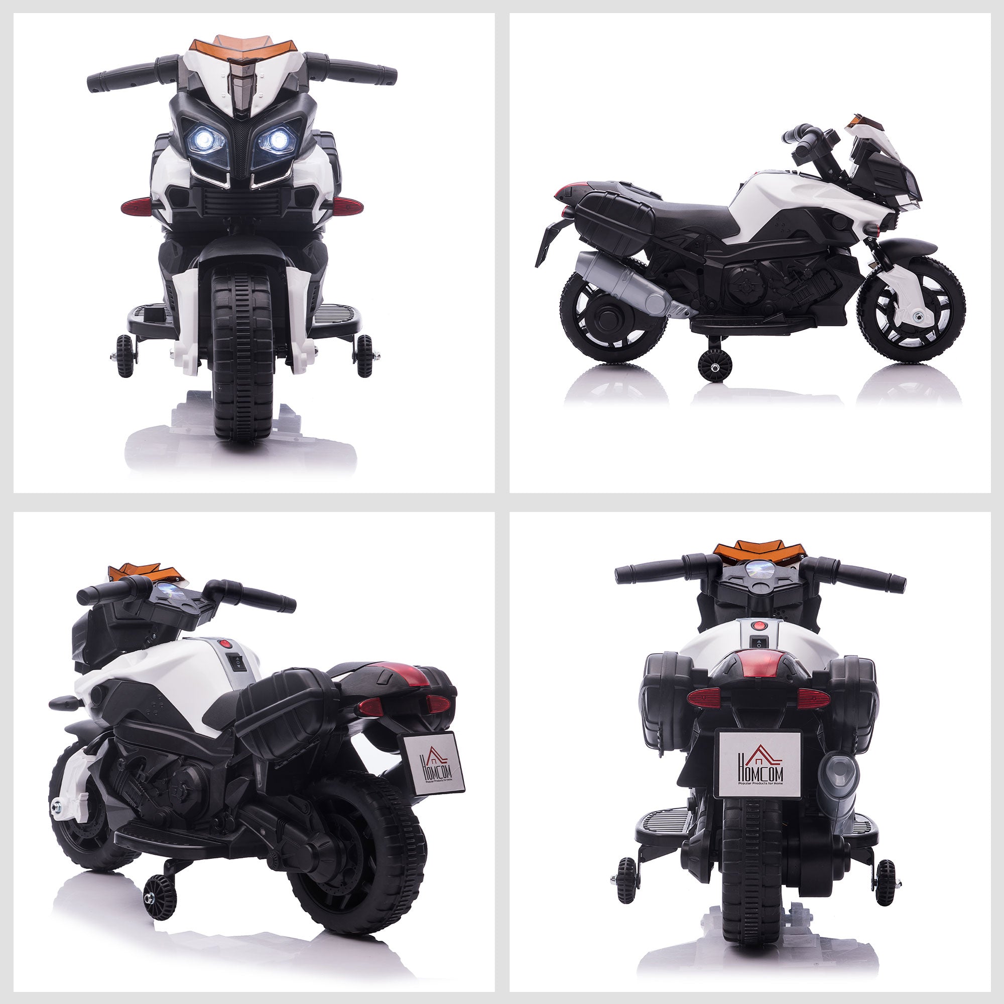 HOMCOM Kids Electric Motorbike 6V Ride on Motorcycle Vehicle w/ Lights Horn Sounds for 1.5-4 Years Old White - North Peak Garden Furniture