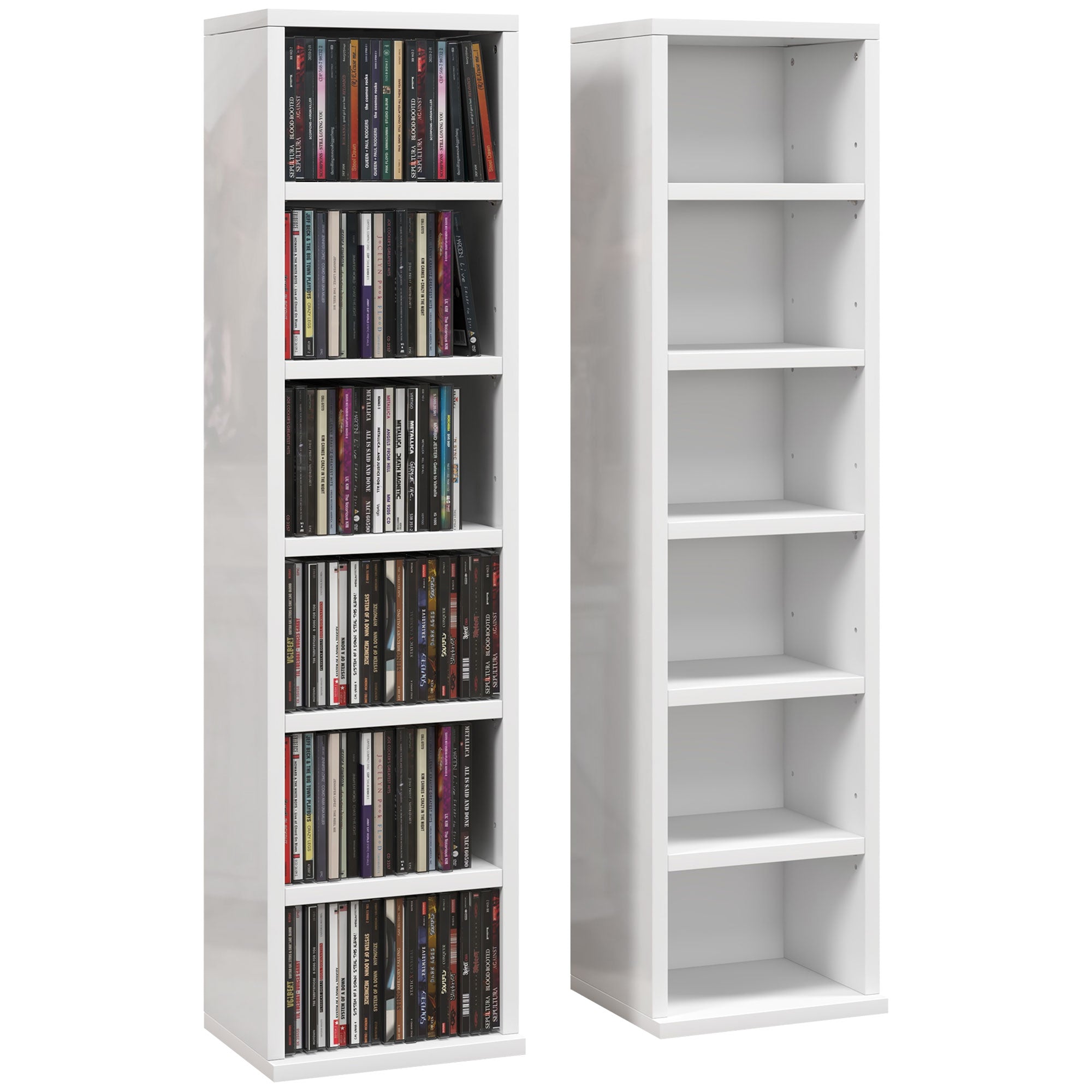 HOMCOM Set of Two 102 CD Storage Units - High Gloss White - North Peak Garden Furniture