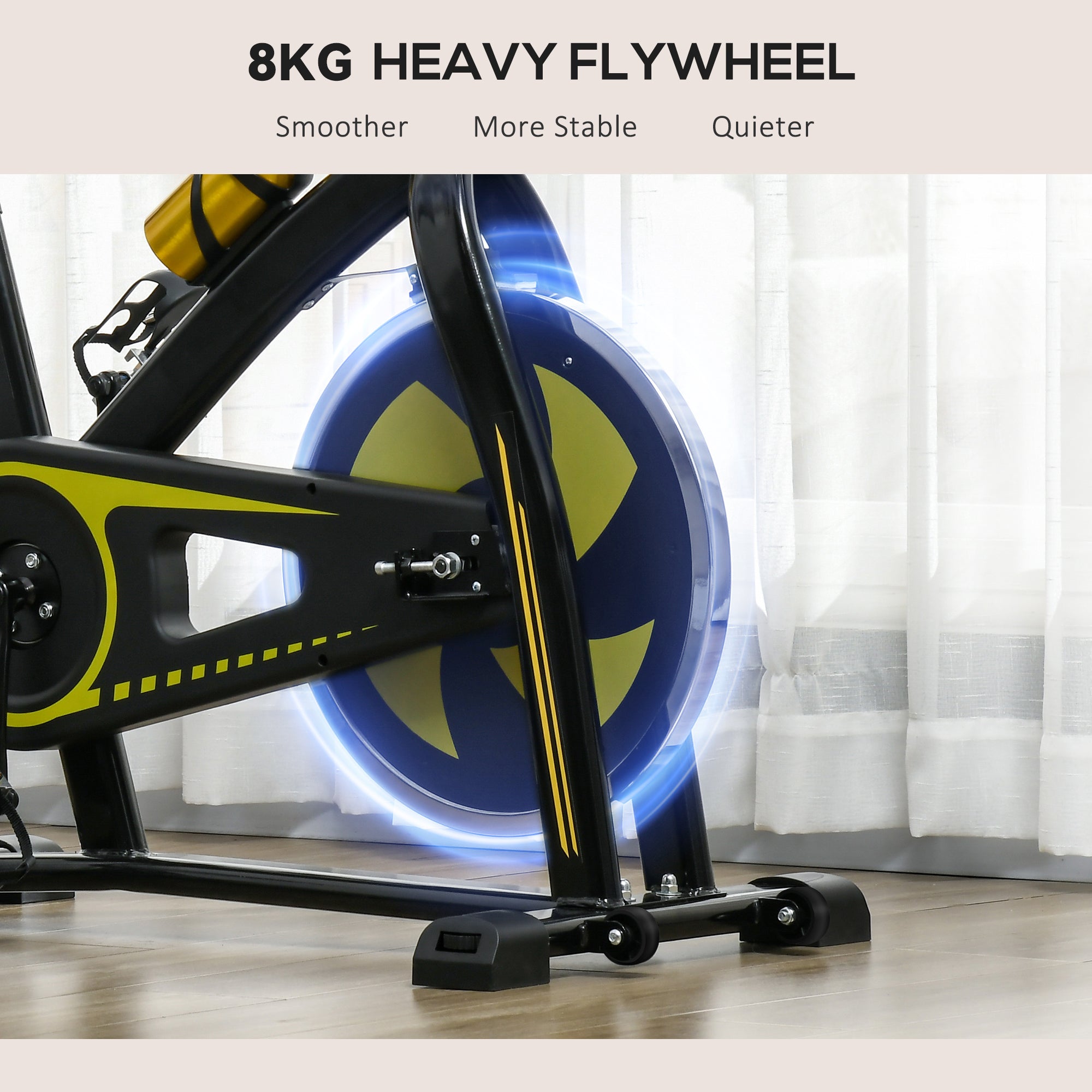 SPORTNOW Exercise Bike, Indoor Stationary Bike, Cycling Machine with Adjustable Seat and Resistance for Home Gym Workout, Yellow - North Peak Garden Furniture