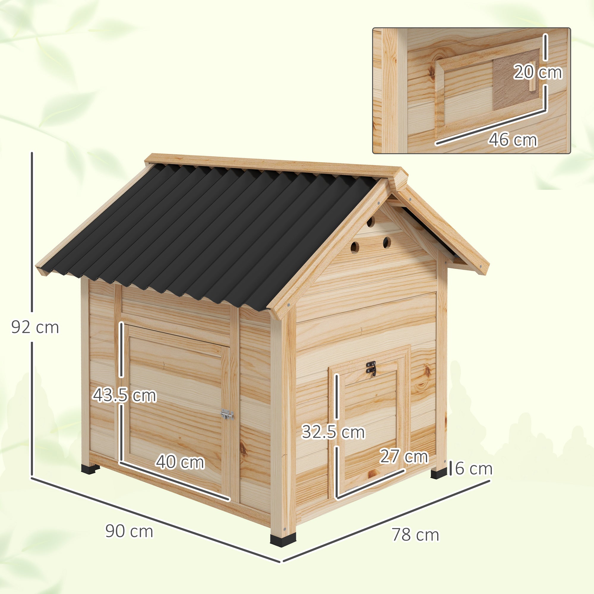 PawHut Wooden Duck House with Double Doors, Openable Roof, Ventilation Holes, Removable Base, Natural Wood Finish - North Peak Garden Furniture