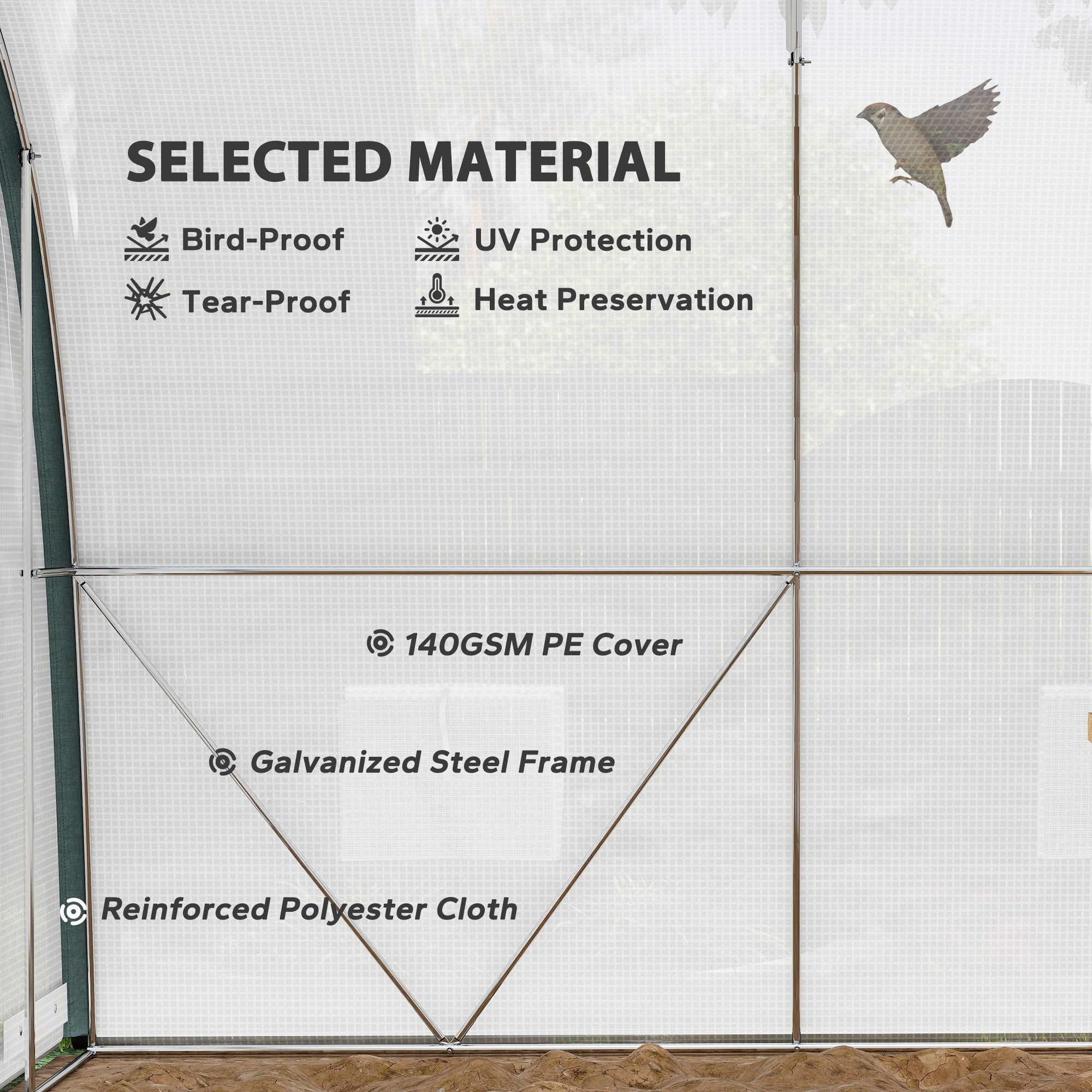 Outsunny 4 x 3(m) Walk-In Tunnel Greenhouse, with Accessories - White - North Peak Garden Furniture