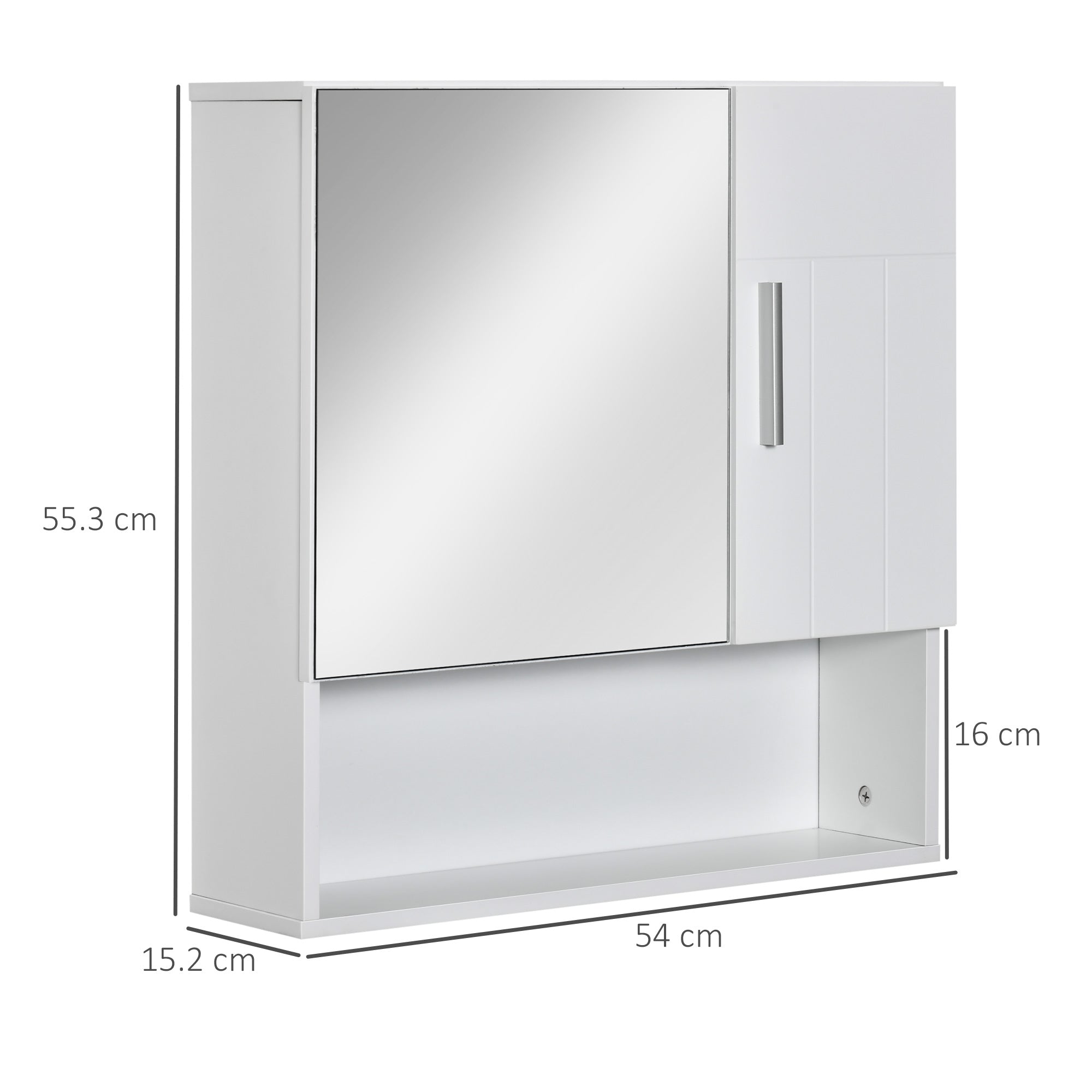 kleankin Bathroom Mirror Cabinet, Wall Mounted Storage Cupboard Organizer with Double Doors and Adjustable Shelf, White - North Peak Garden Furniture