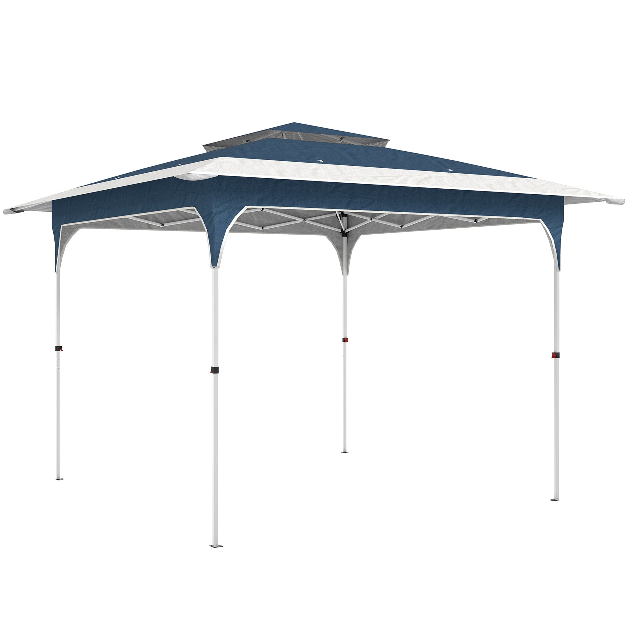 Outsunny 3.5 x 3.5 m Pop Up Gazebo with One-Touch Setup, UPF50+ Double Tier Garden Party Tent Marquee with Carry Bag, Blue