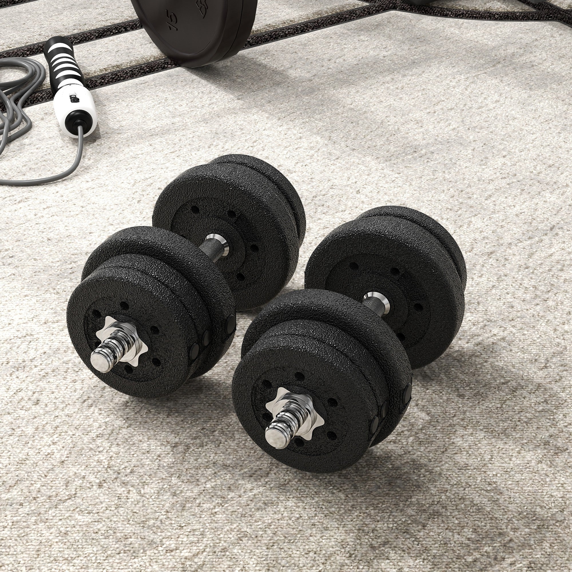 HOMCOM 25KG Adjustable Weights Dumbbells Set, Dumbbell Hand Weights for Home Office Gym Body Fitness Lifting Training, Black - North Peak Garden Furniture