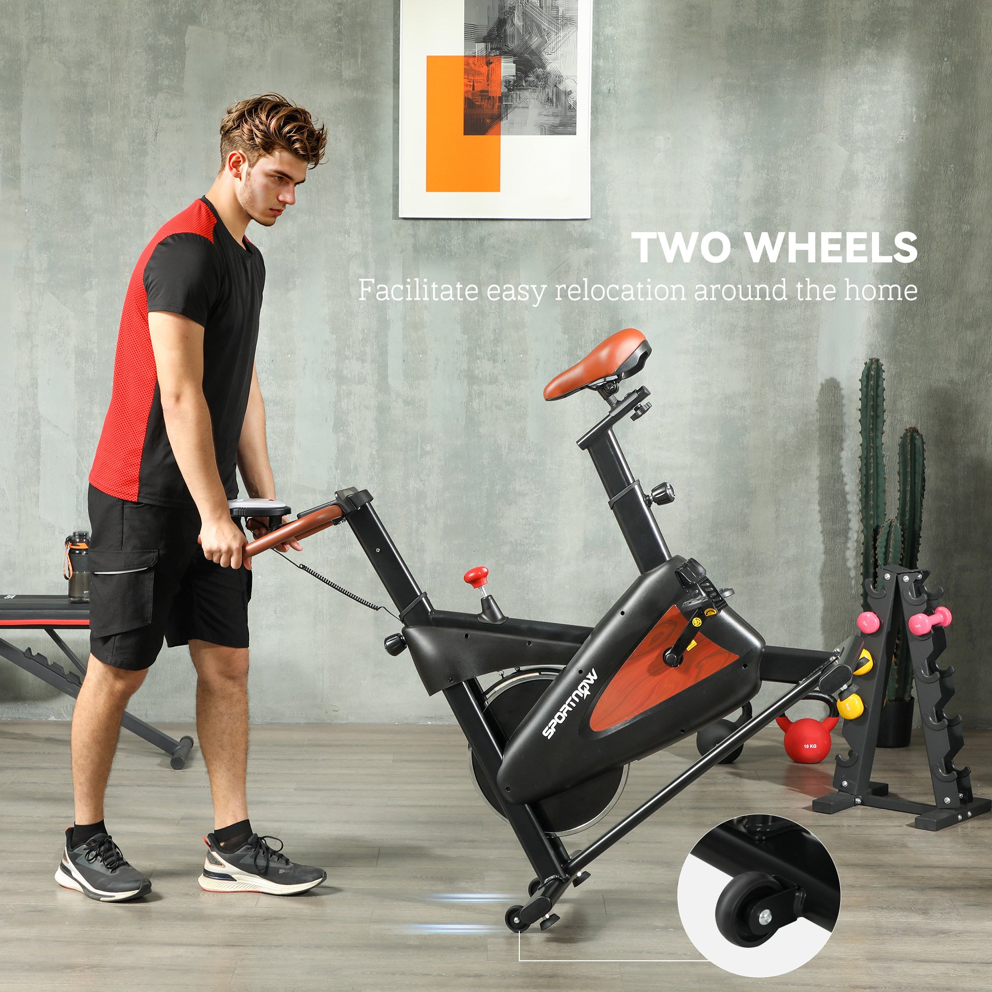 SPORTNOW Indoor Exercise Bike, Quiet Stationary Bike, Stylish Cycling Machine with Adjustable Seat and Resistance, LCD Monitor, Tablet Holder, for Home Gym Cardio Workout, Black - North Peak Garden Furniture