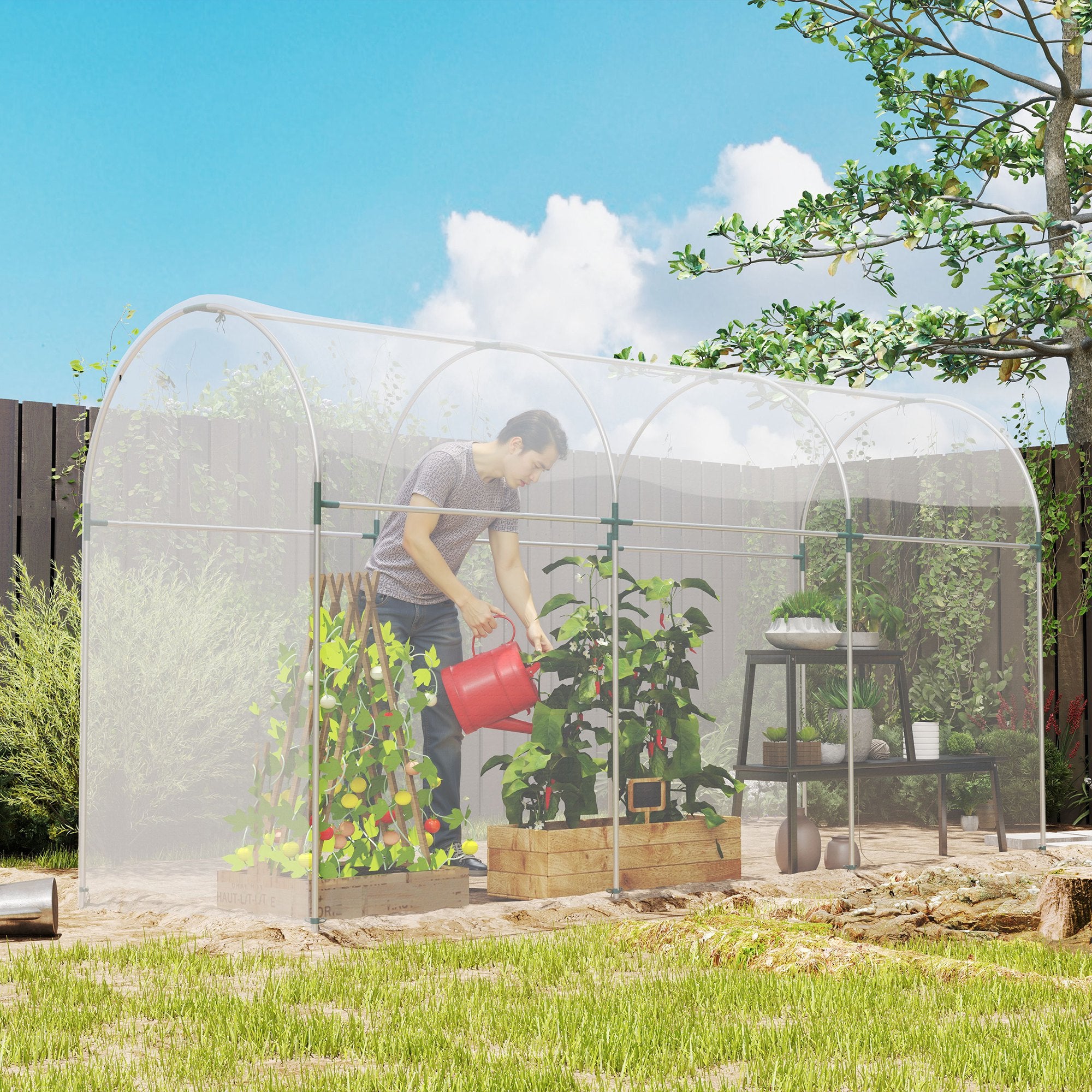 Outsunny 6 X 10m Heavy Duty (150um/6mil) Polyethylene Greenhouse Cover Replacement, UV Resistant Waterproof Plastic Polytunnel Cover, Clear