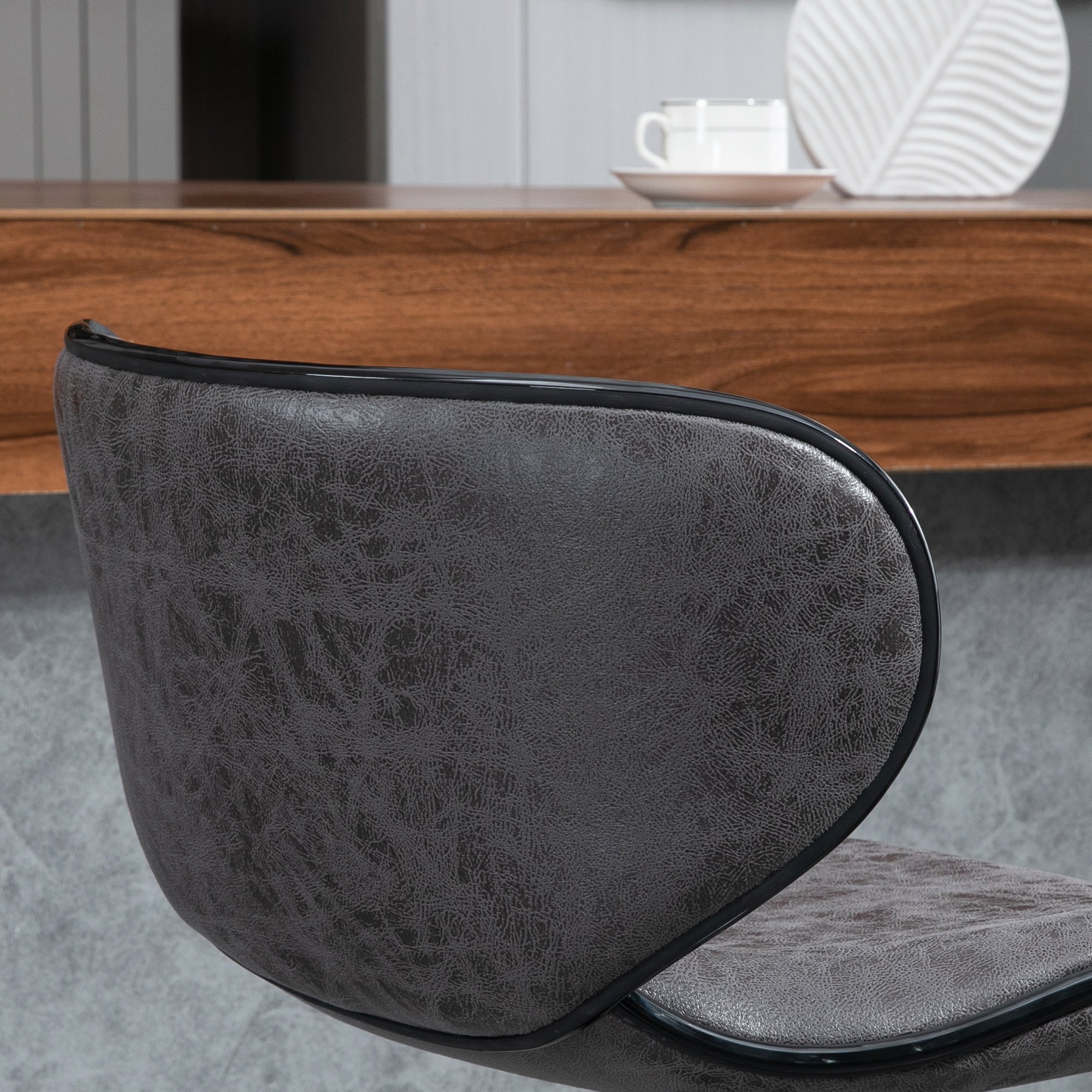 HOMCOM Adjustable Bar Stools Set of 2, Swivel Leathaire Upholstered Barstools with Large Seat, Breakfast Bar Chairs with Back, Footrest and Steel Base, Dark Grey - North Peak Garden Furniture