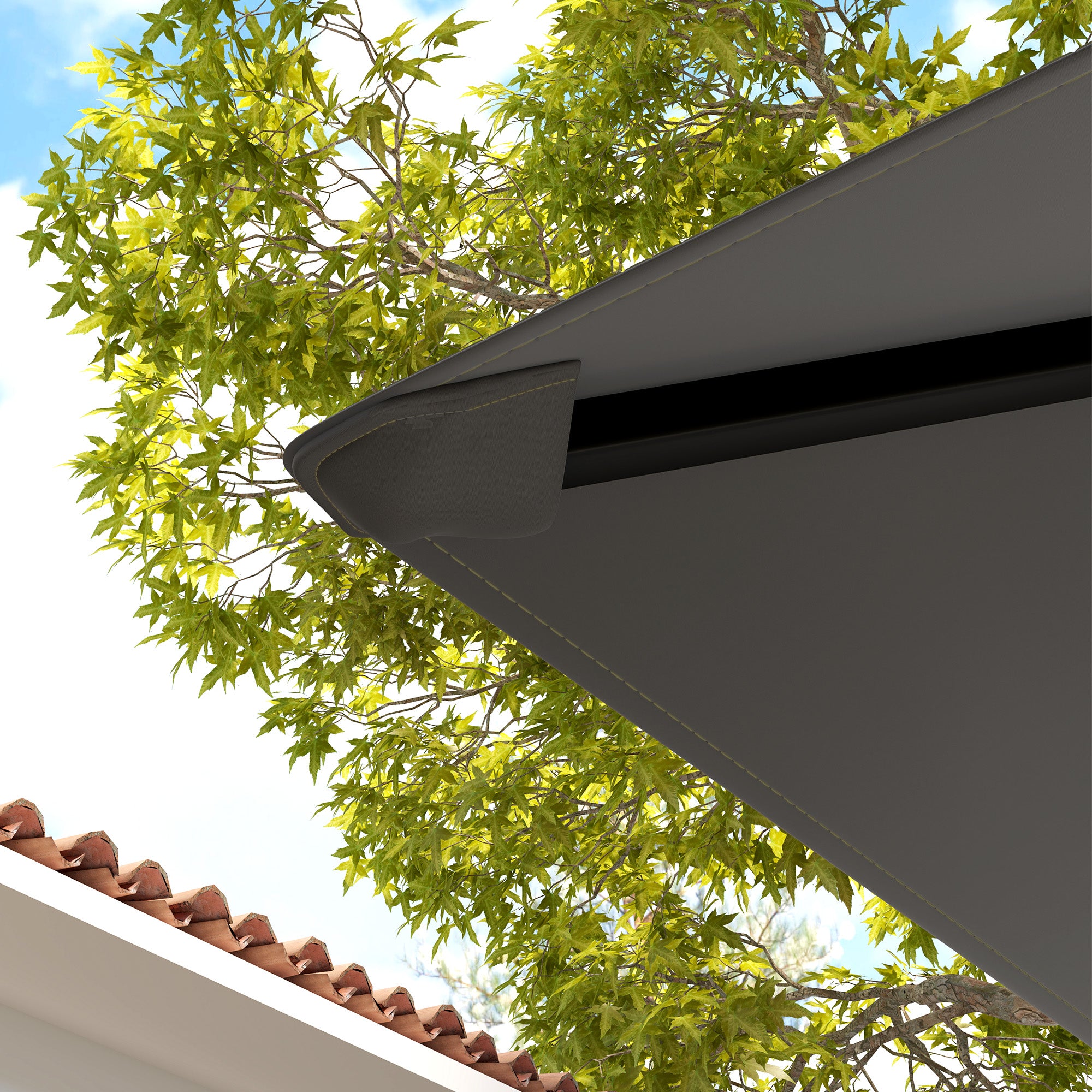 Outsunny 3 x 3(m) Gazebo Canopy Replacement Cover, Garden Gazebo Roof Replacement with Drain Holes, Water Resistant PVC Coating, 370g/㎡, UPF30+, TOP COVER ONLY, Grey - North Peak Garden Furniture