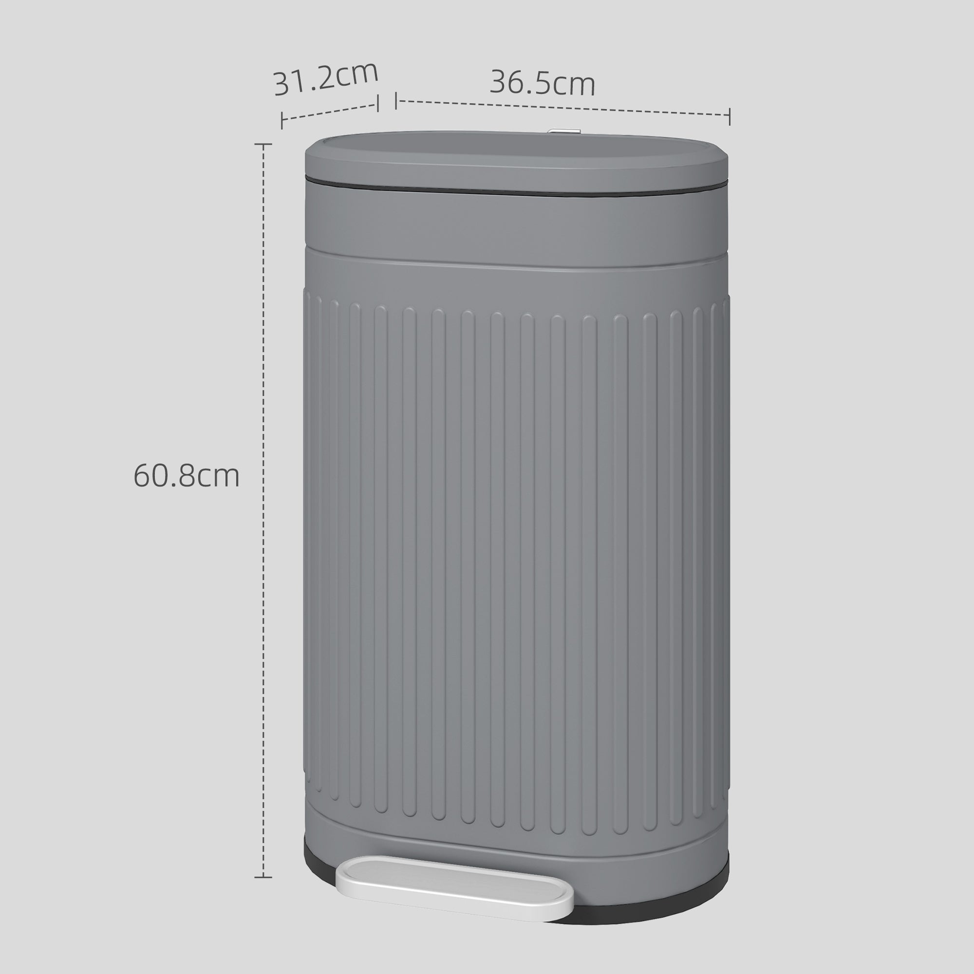 HOMCOM 30 Litre Pedal Bin, Fingerprint Proof Kitchen Bin with Soft-close Lid, Metal Rubbish Bin with Foot Pedal and Removable Inner Bucket, Grey - North Peak Garden Furniture