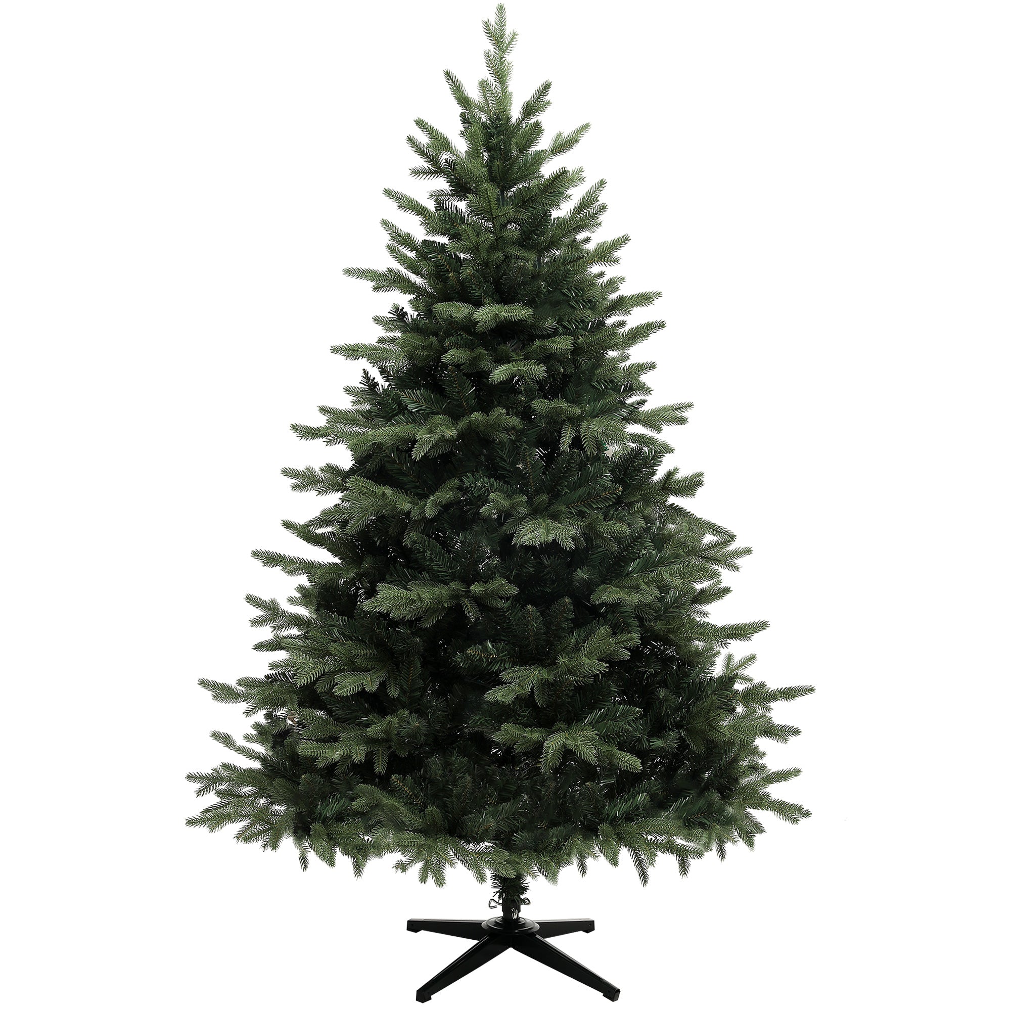 HOMCOM 6ft Artificial Spurce Christmas Tree with 1696 Branch Tips and Foldable Steel Base, Realistic Hinged Xmas Tree, Holiday Décor for Home Office, Green - North Peak Garden Furniture