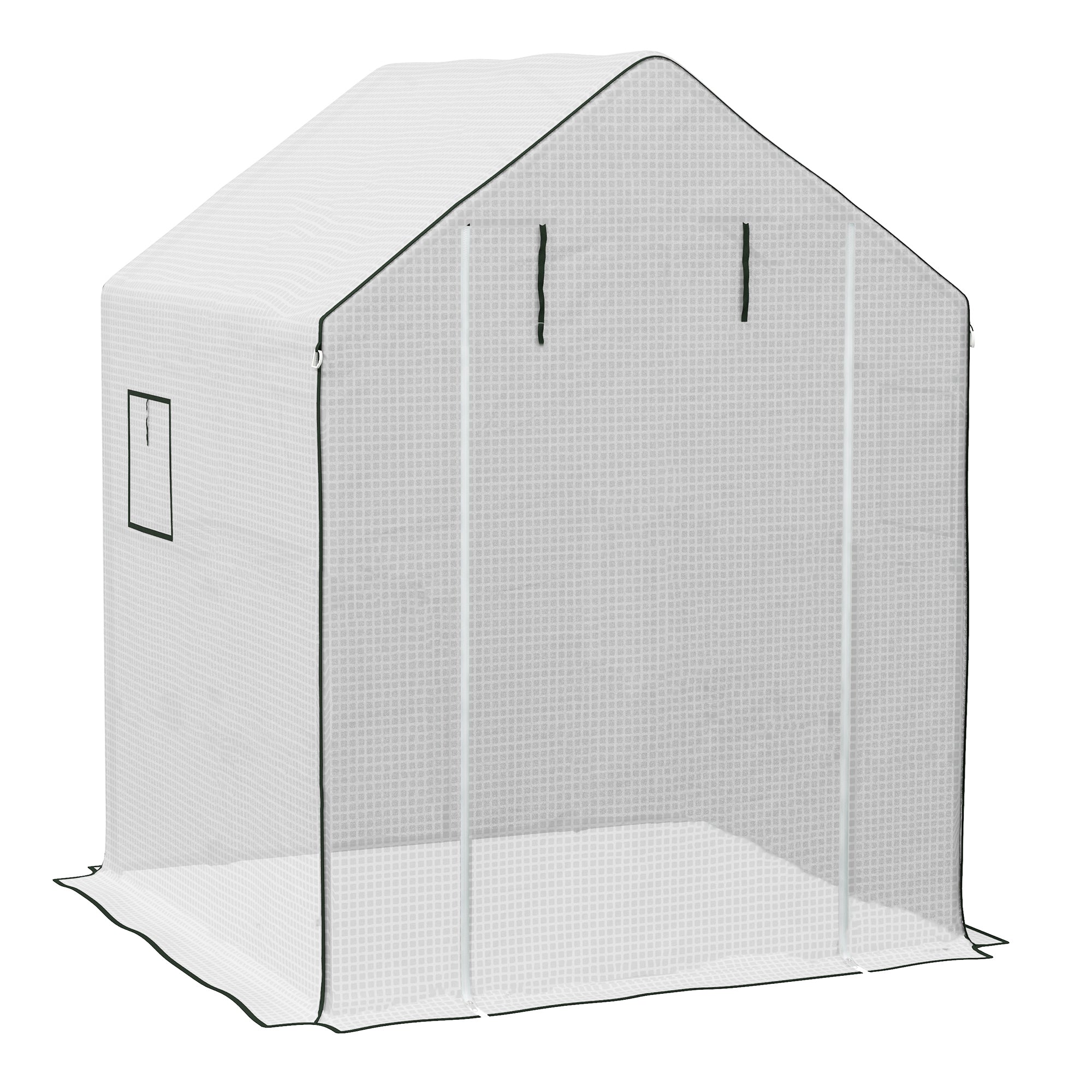 Outsunny Greenhouse Cover Replacement Walk-in PE Hot House Cover with Roll-up Door and Windows, 140 x 143 x 190cm, White - North Peak Garden Furniture