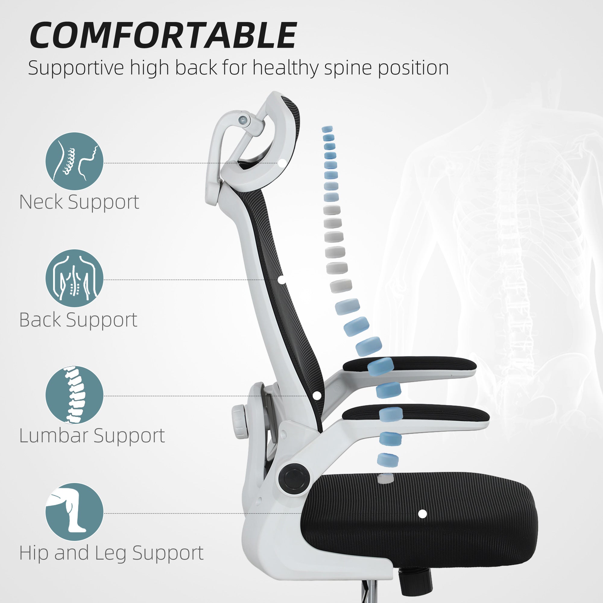 HOMCOM Multi-Adjust Office Chair - Black - North Peak Garden Furniture