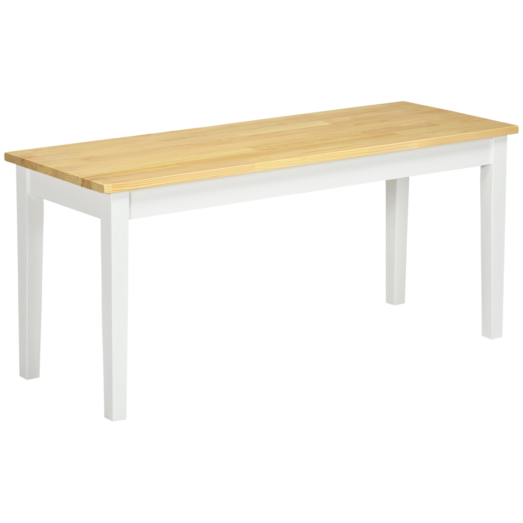 HOMCOM 102 cm Wood Dining Bench for 2 People, Wooden Bench for Kitchen, Dining Room, Entryway, White - North Peak Garden Furniture