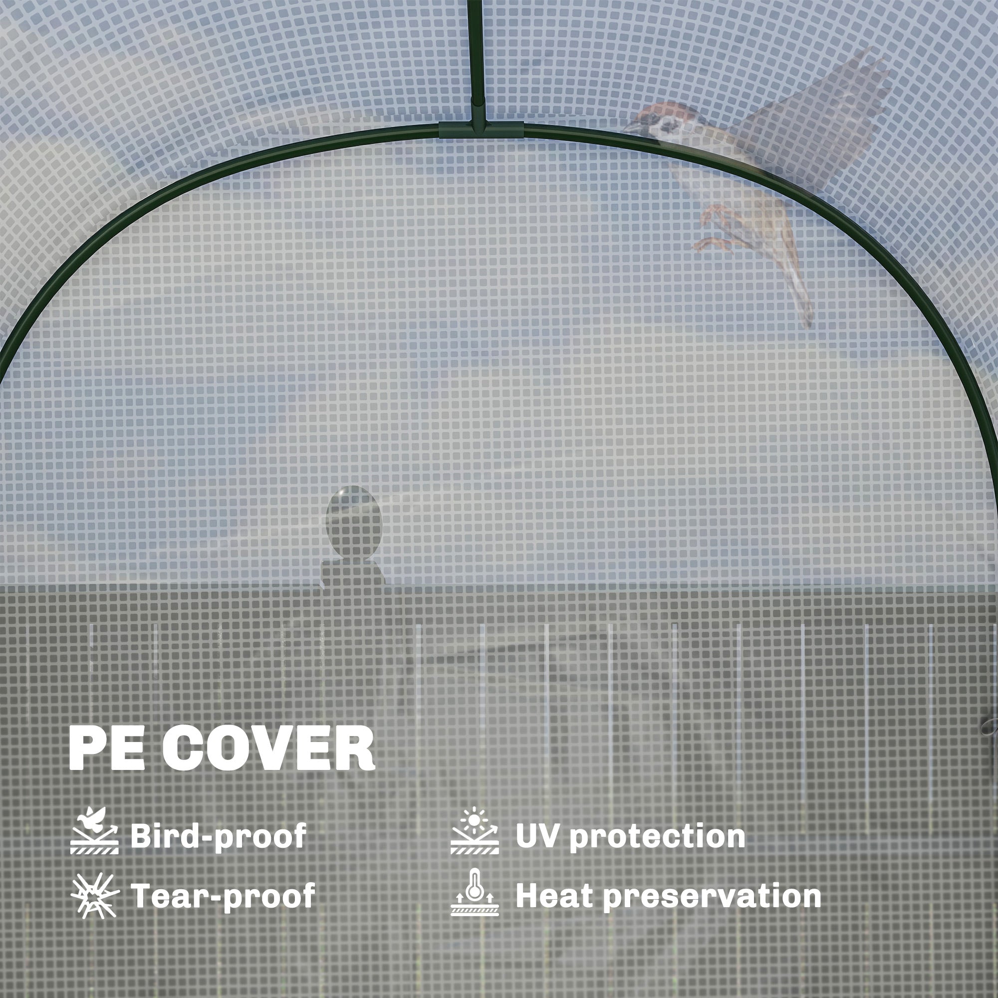 Outsunny Walk-in Greenhouse with Shelves, Small Greenhouse with PE Cover and Roll-up Door, 123 x 187 x 189 cm, White