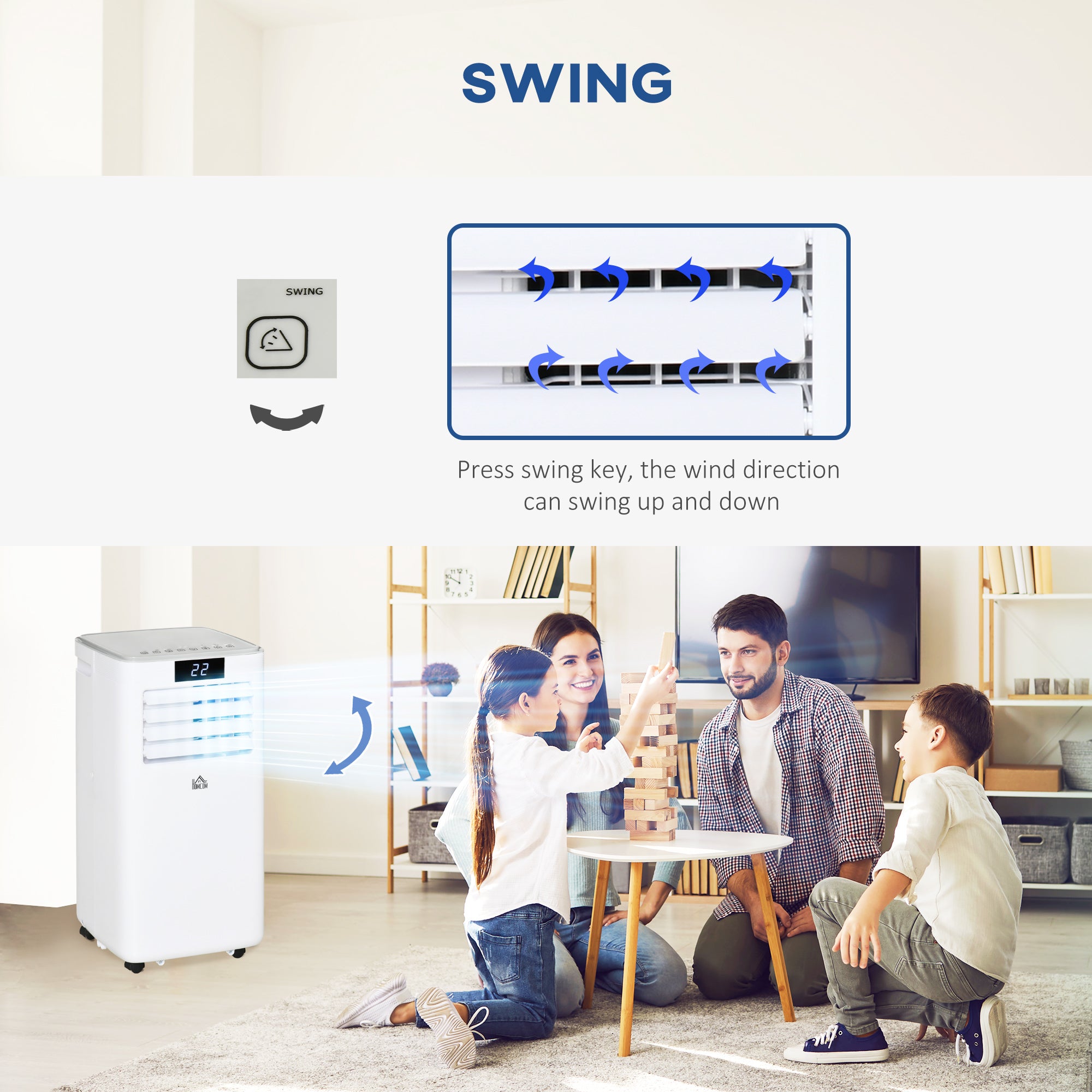 HOMCOM 7000 BTU Air Conditioning Unit, 3-in-1 Portable Air Conditioner, Dehumidifier, Cooling Fan with Remote Control, LED Display, 2 Speeds, 24H Timer, Window Venting Kit, 15m² - North Peak Garden Furniture