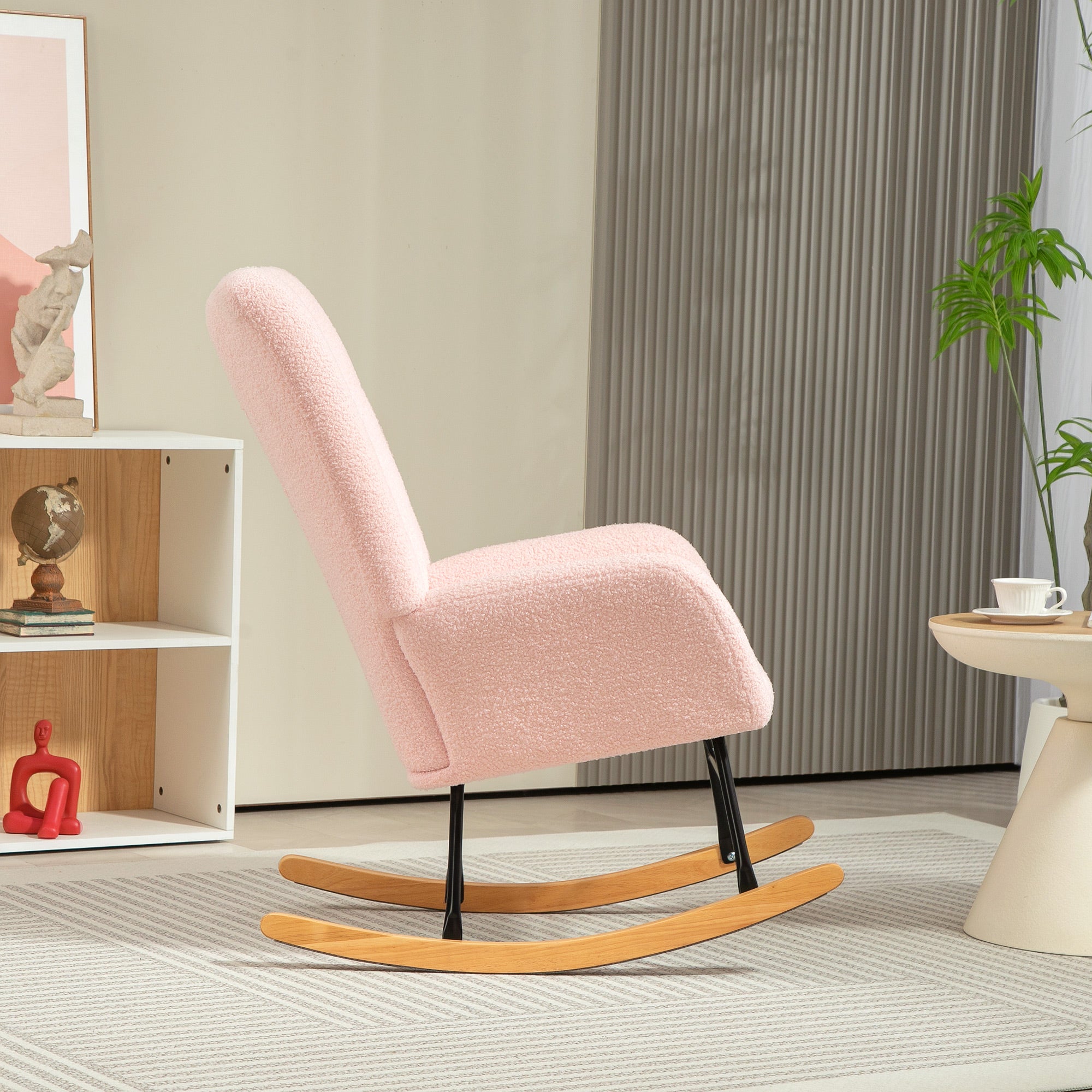 HOMCOM Teddy Fleece Rocking Chair - Pink - North Peak Garden Furniture