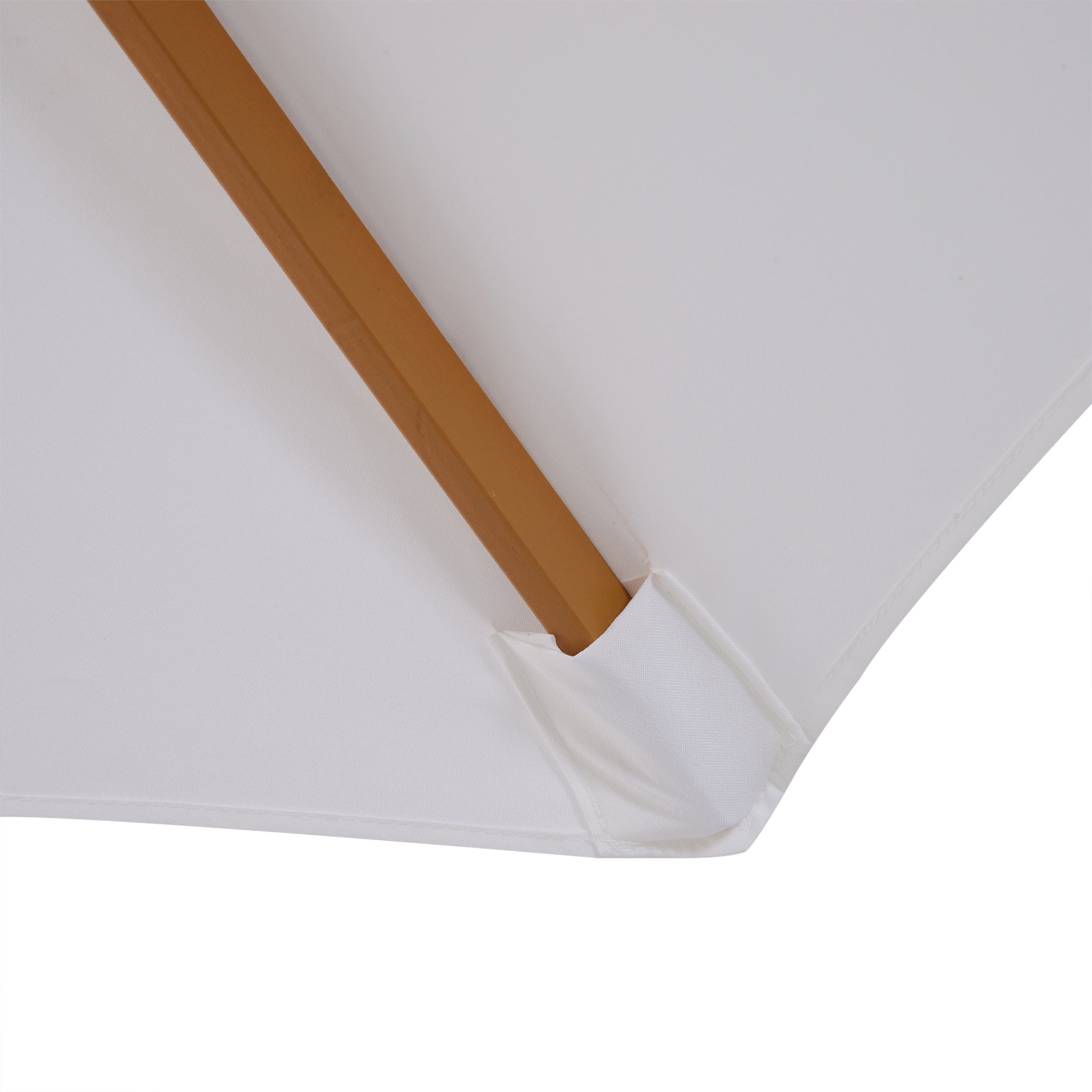 Outsunny 3(m) Garden Parasol, Pulley Operated Patio Umbrella, Wooden Table Market Umbrella with Rope Pulley Mechanism and 8 Ribs, Cream White - North Peak Garden Furniture