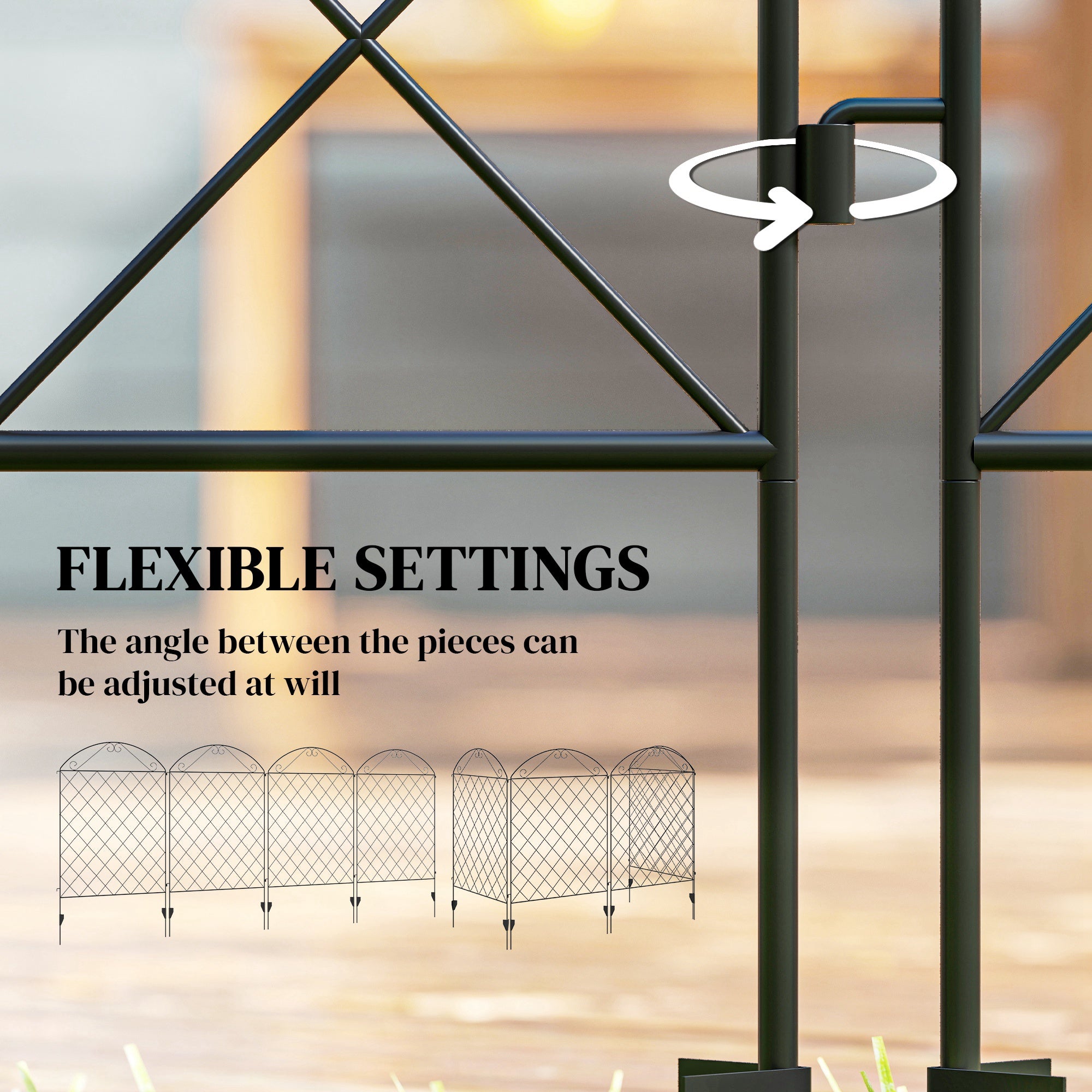 Outsunny Decorative Garden Fencing, 43in x 11.5ft Outdoor Picket Fence Panels, 4PCs Rustproof Metal Wire Landscape Flower Bed Border Edging Animal Barrier, Black