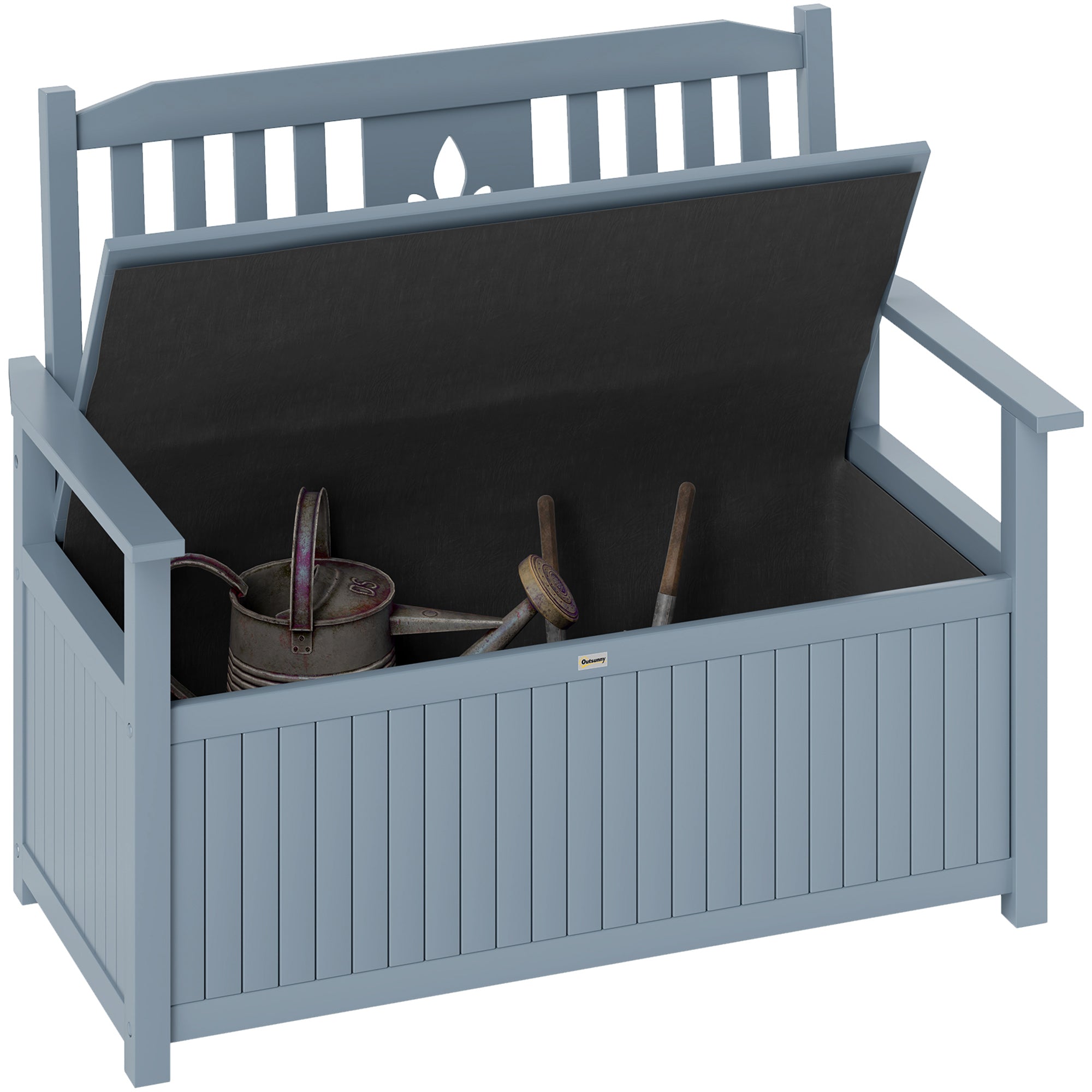 Outsunny Two-Seater Wooden Storage Bench - Grey - North Peak Garden Furniture
