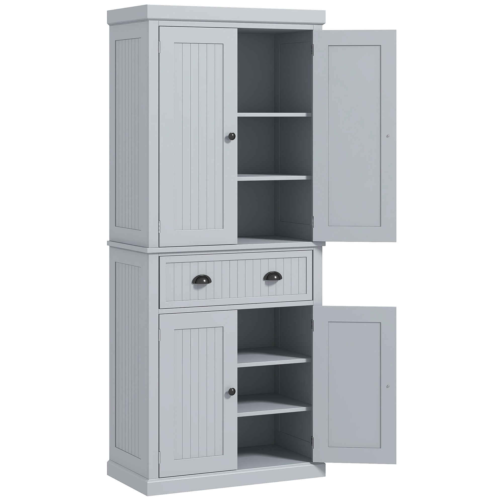 HOMCOM Multi-Storage Mid-Century Kitchen Cabinet - Grey
