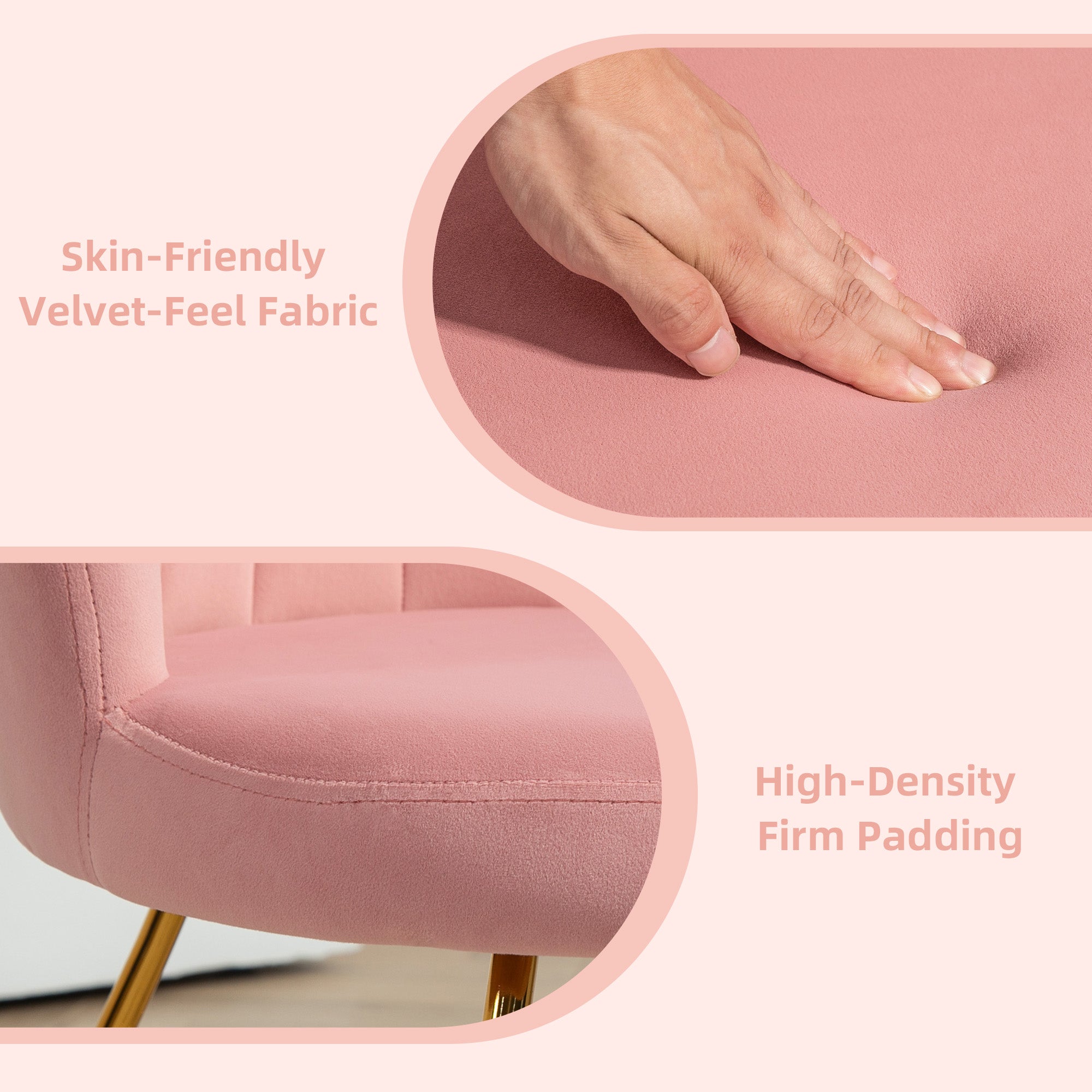 HOMCOM Velvet-Feel Lotus Petal Accent Chair - Pink - North Peak Garden Furniture