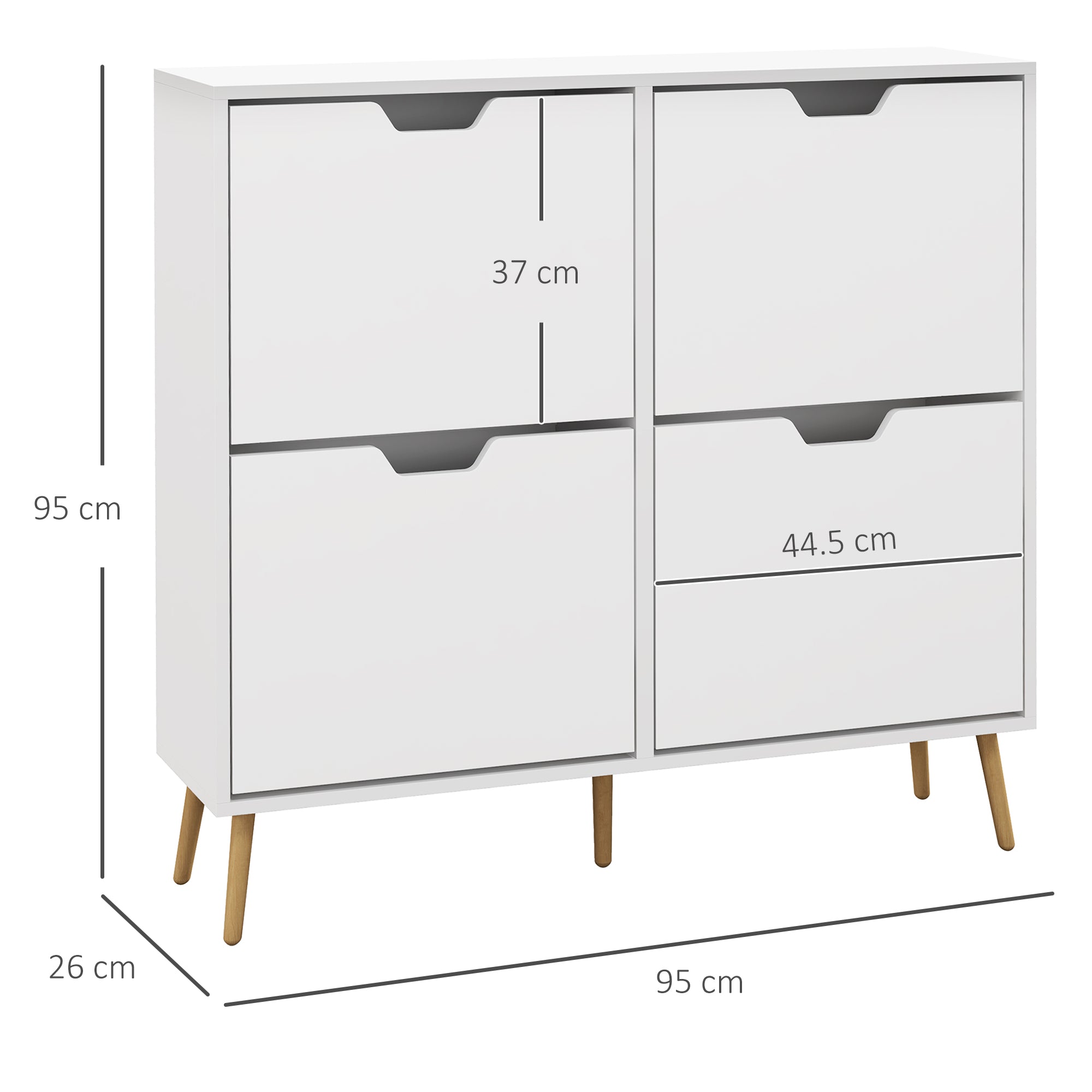 HOMCOM Shoe Storage Cabinet, 4 Flip Drawers, Shoe Organizer for 16 Pairs of Shoes, White - North Peak Garden Furniture