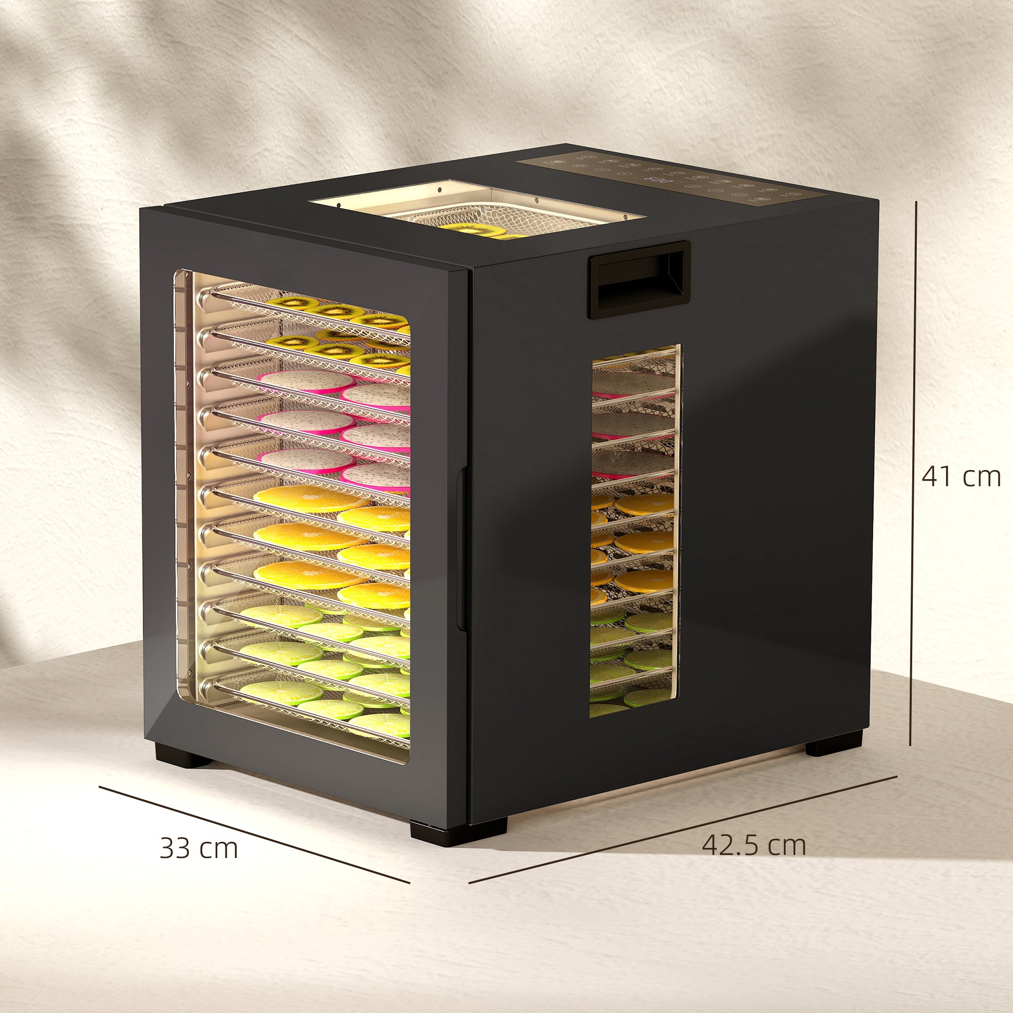 HOMCOM 12-Tray 40-70℃ Food Dehydrator - Black