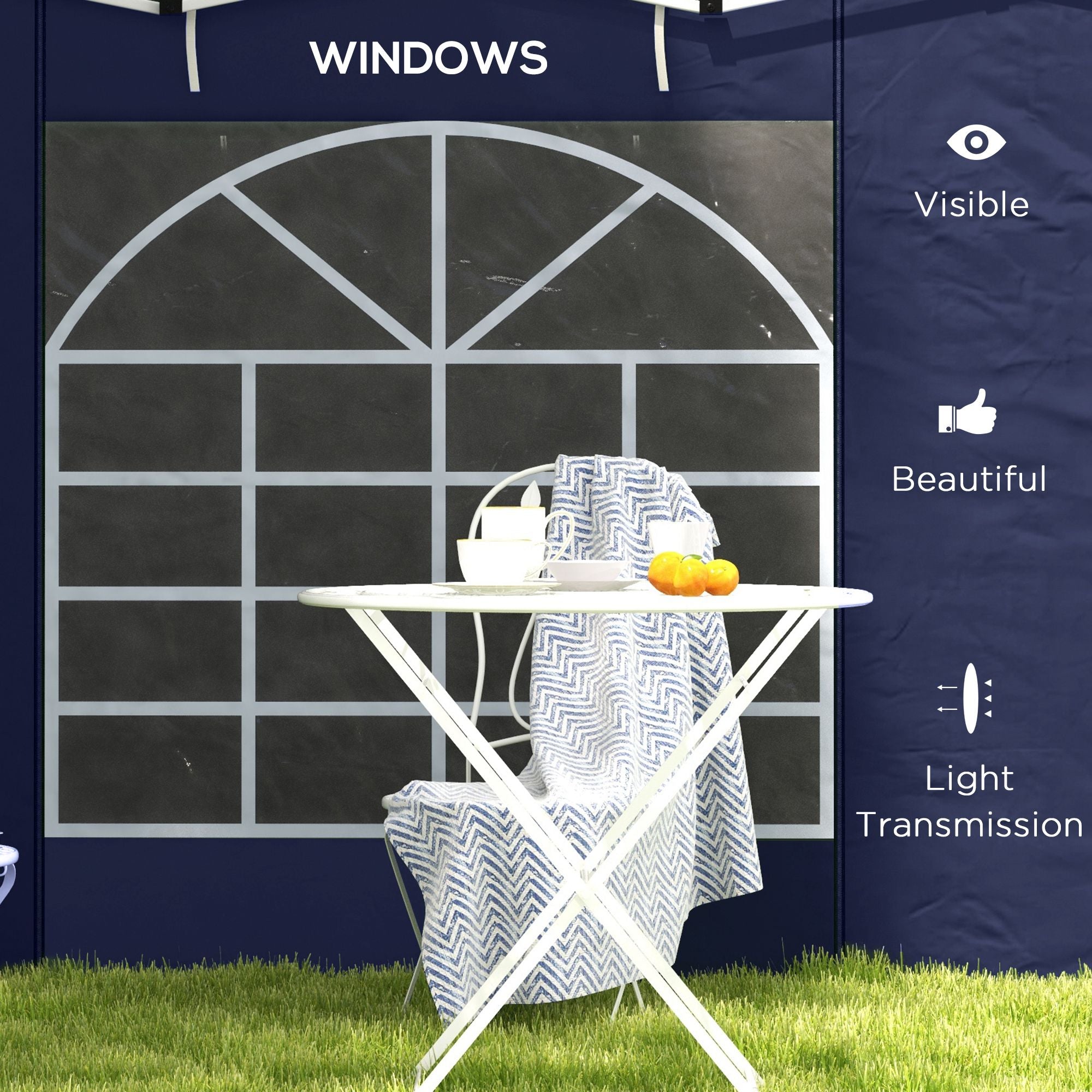Outsunny Set of Two 195 x 295cm Replacement Gazebo Side Walls - Blue - North Peak Garden Furniture