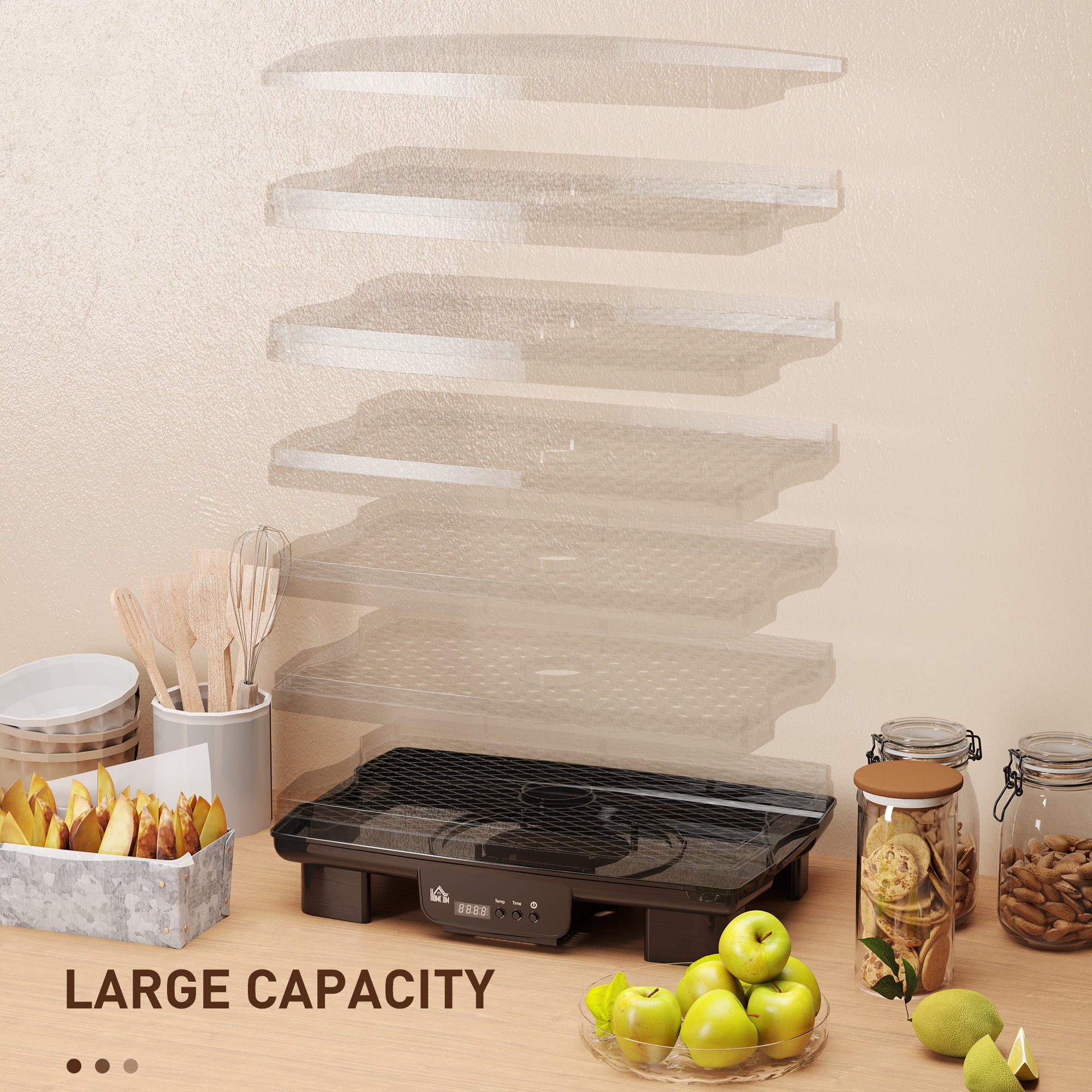 HOMCOM 6 Tray Food Dehydrator, 550W Food Dryer Machine with Adjustable Temperature, 48H Timer, for Drying Fruit, Meat, Vegetable, Jerky and Pet Treat, Black - North Peak Garden Furniture