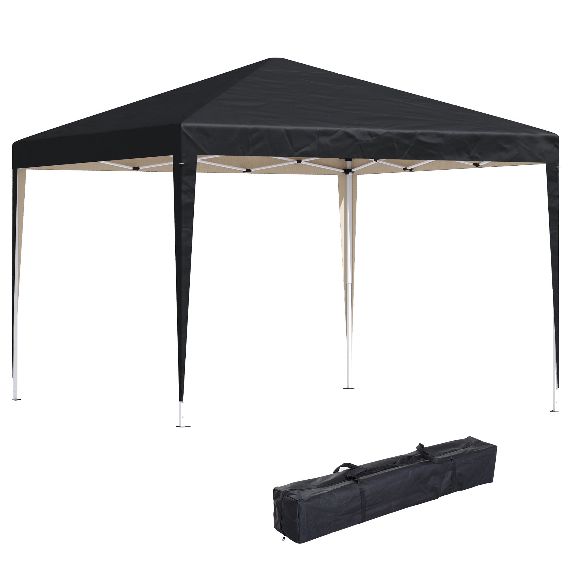 Outsunny 3 x 3M Garden Pop Up Gazebo Height Adjustable Marquee Party Tent Wedding Canopy with Carrying Bag, Black - North Peak Garden Furniture