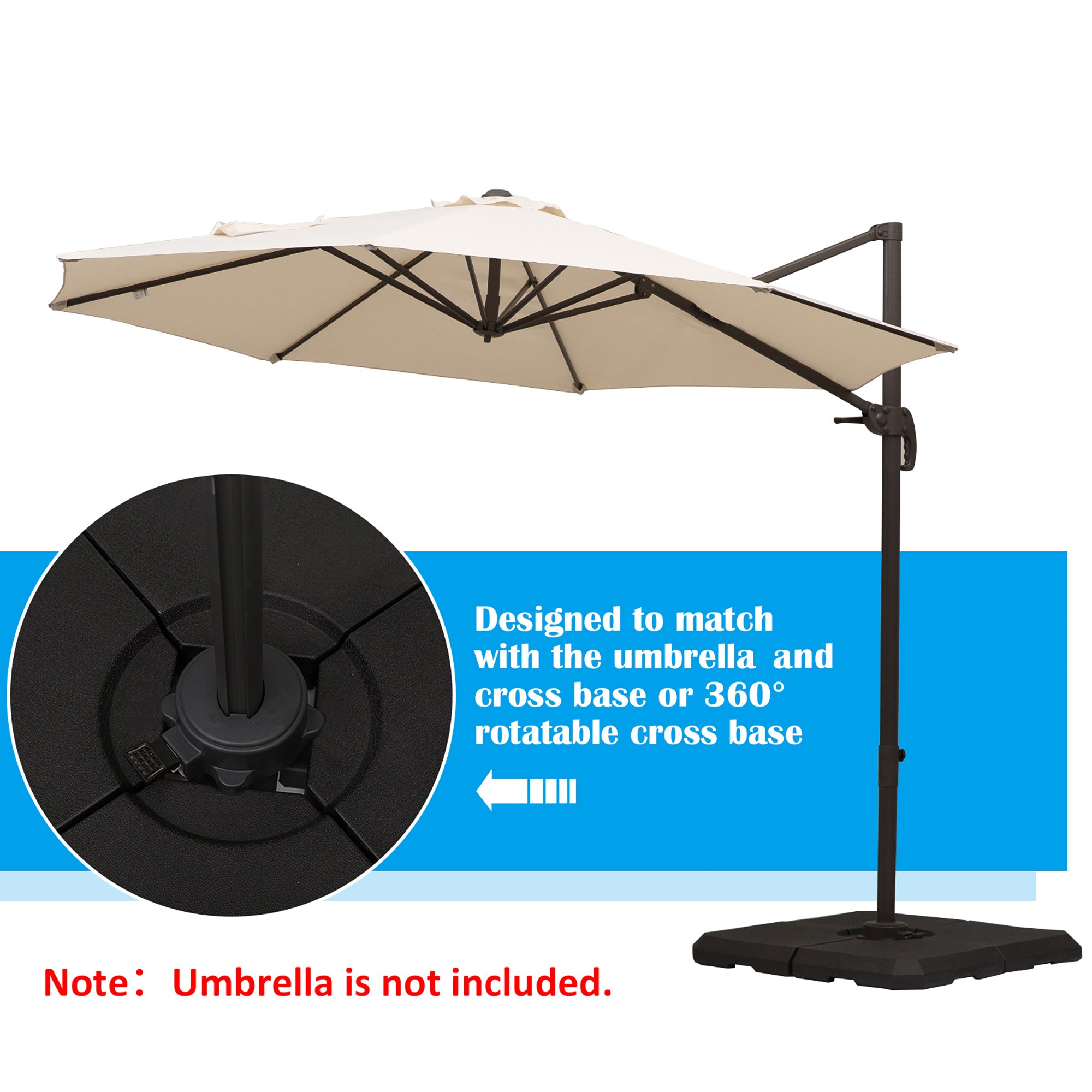 Outsunny HD Polyethylene Sand or Water Fillable Parasol Base Black