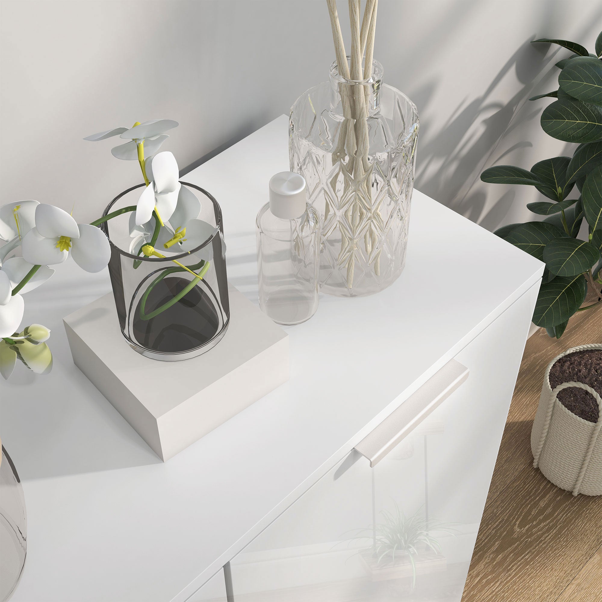 HOMCOM Five-Shelf Shoe Storage Cupboard - White - North Peak Garden Furniture