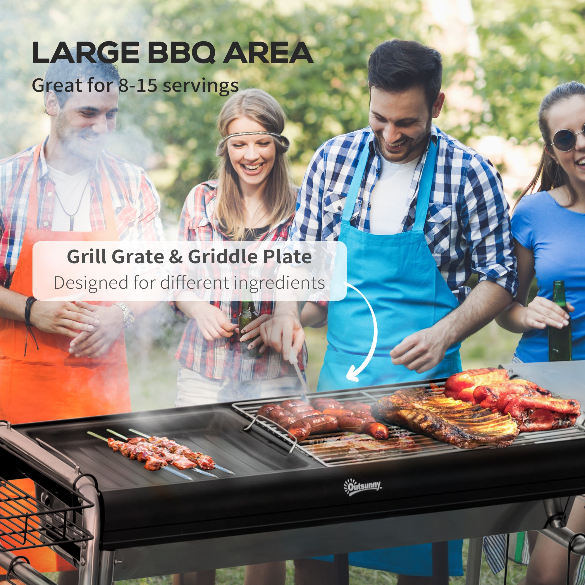 Outsunny Charcoal BBQ Grill - Black - North Peak Garden Furniture