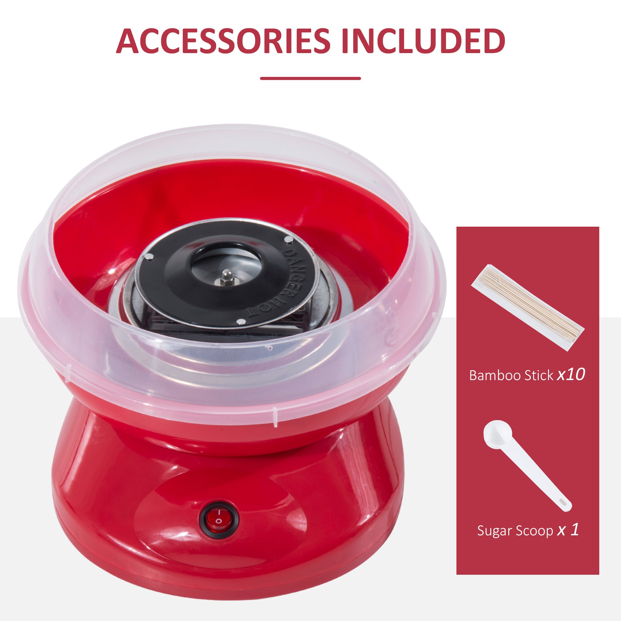 HOMCOM Candy Floss Machine Electric Cotton Candy Maker Gadgetry 450W (Red) - North Peak Garden Furniture
