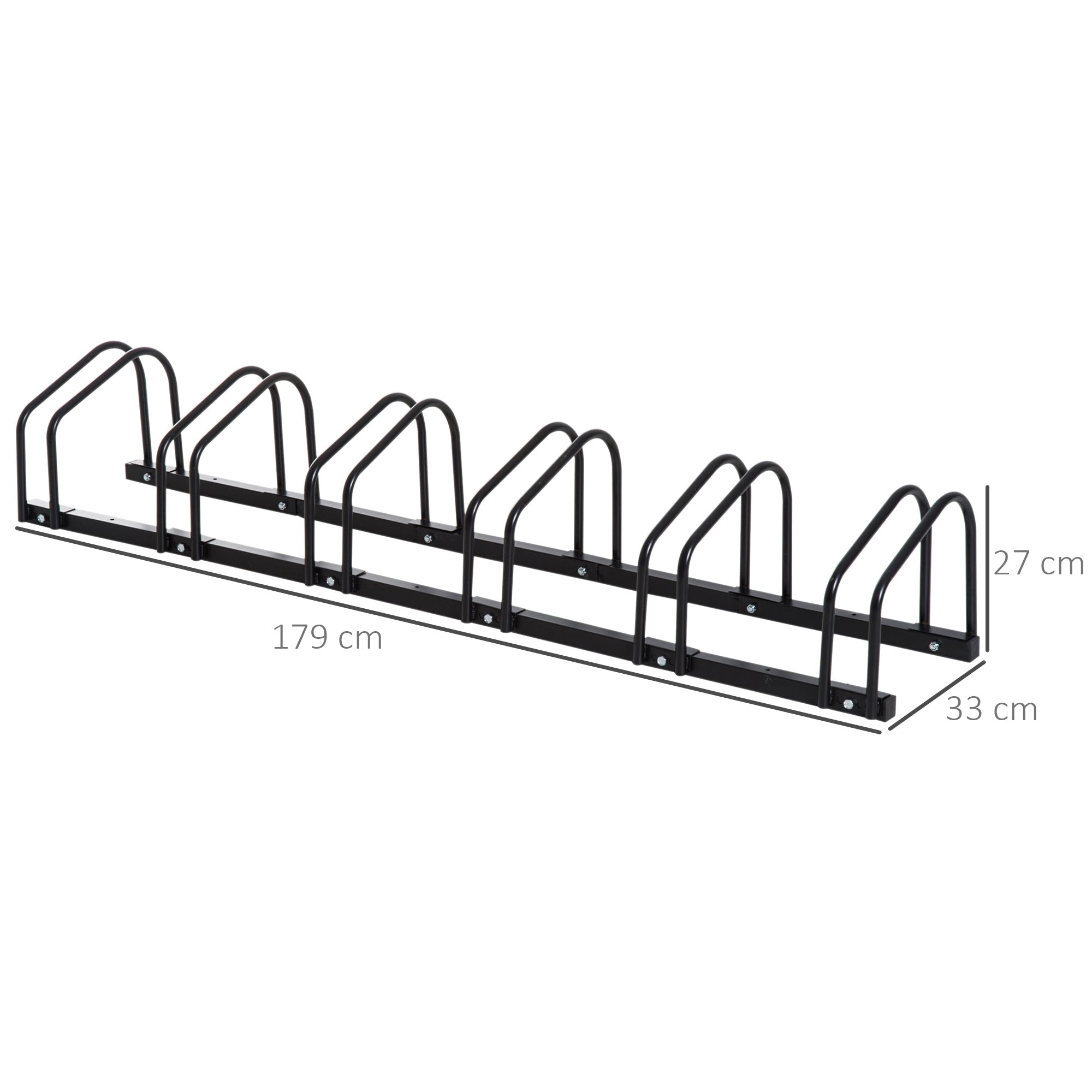 HOMCOM Bike Stand Parking Rack Floor or Wall Mount Bicycle Cycle Storage Locking Stand 179L x 33W x 27H (6 Racks, Black) - North Peak Garden Furniture