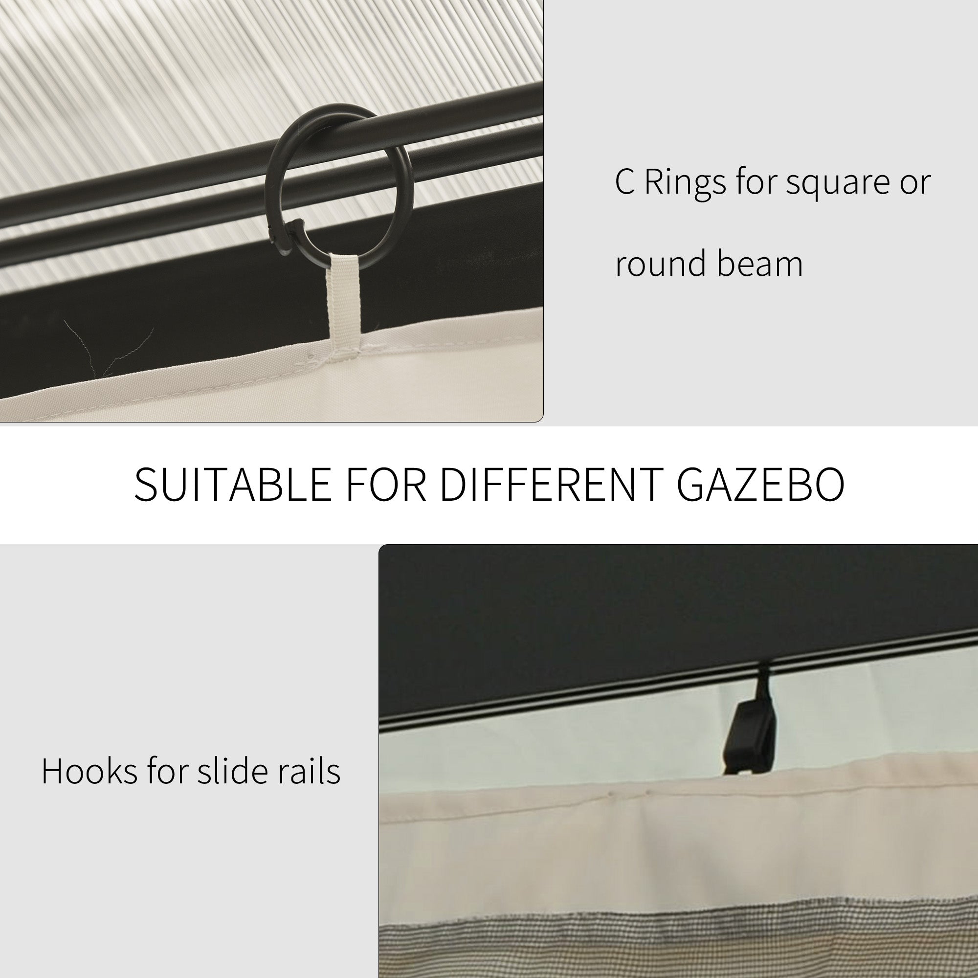 Outsunny 4 Pack Universal Gazebo Replacement Sidewalls Privacy Panel for Most 3 x 4m Gazebo Canopy Pavillion Outdoor Shelter Curtains Accessories Beige - North Peak Garden Furniture