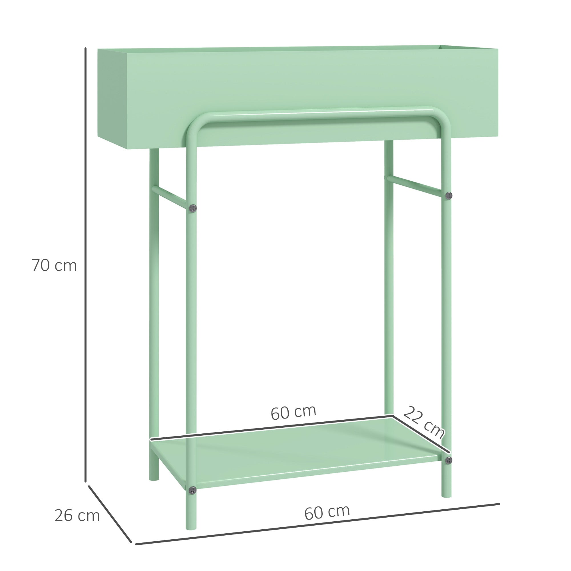 Outsunny 2 Tier Plant Stand, Metal Plant Rack Shelf with Drain Holes, Floor-standing Flower Pot Stand for Indoor Outdoor Garden Patio Balcony Living Room, Green - North Peak Garden Furniture