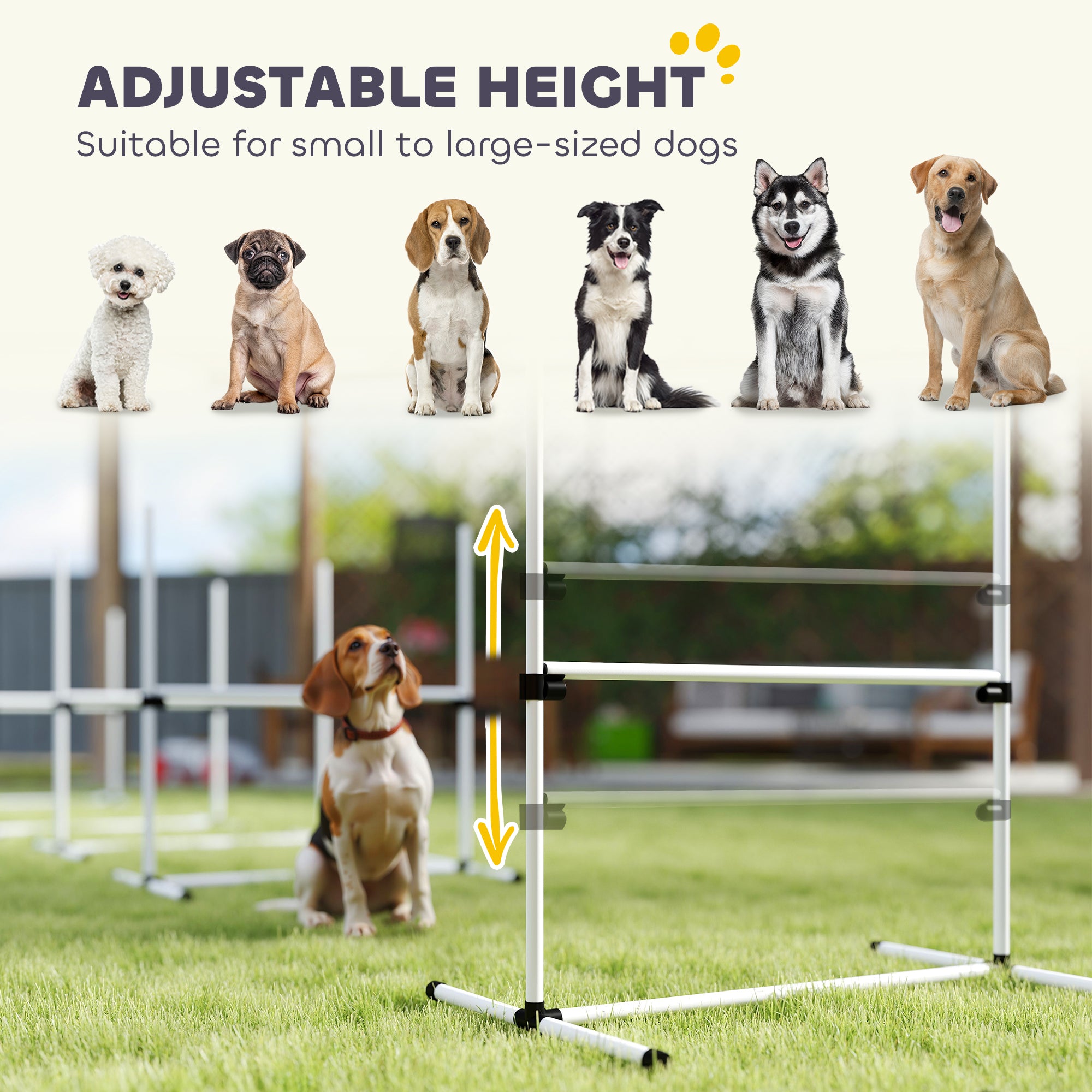 PawHut Dog Agility Equipment Training Height Adjustable Jumps Hurdle 4 Pieces with Carrying Bag for Outdoor