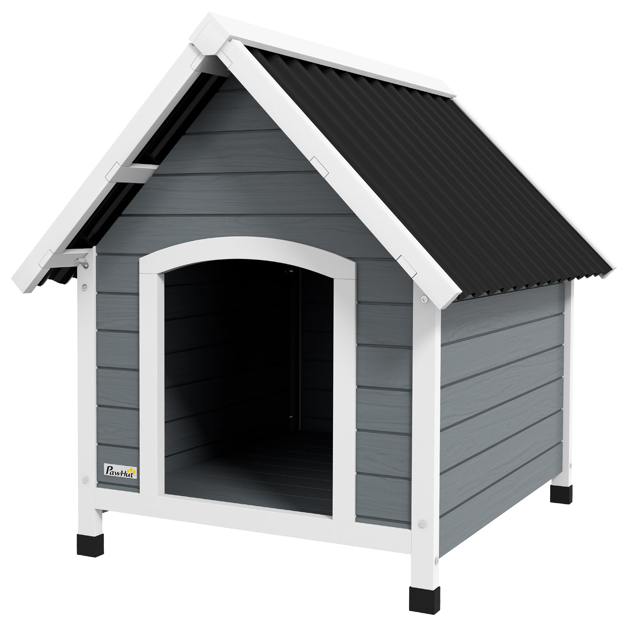 PawHut Outdoor Dog Kennel, Wooden Dog House, with Removable Floor, Anti-Corrosion Wood, for Medium Dogs,  82H x 75W x 88Dcm