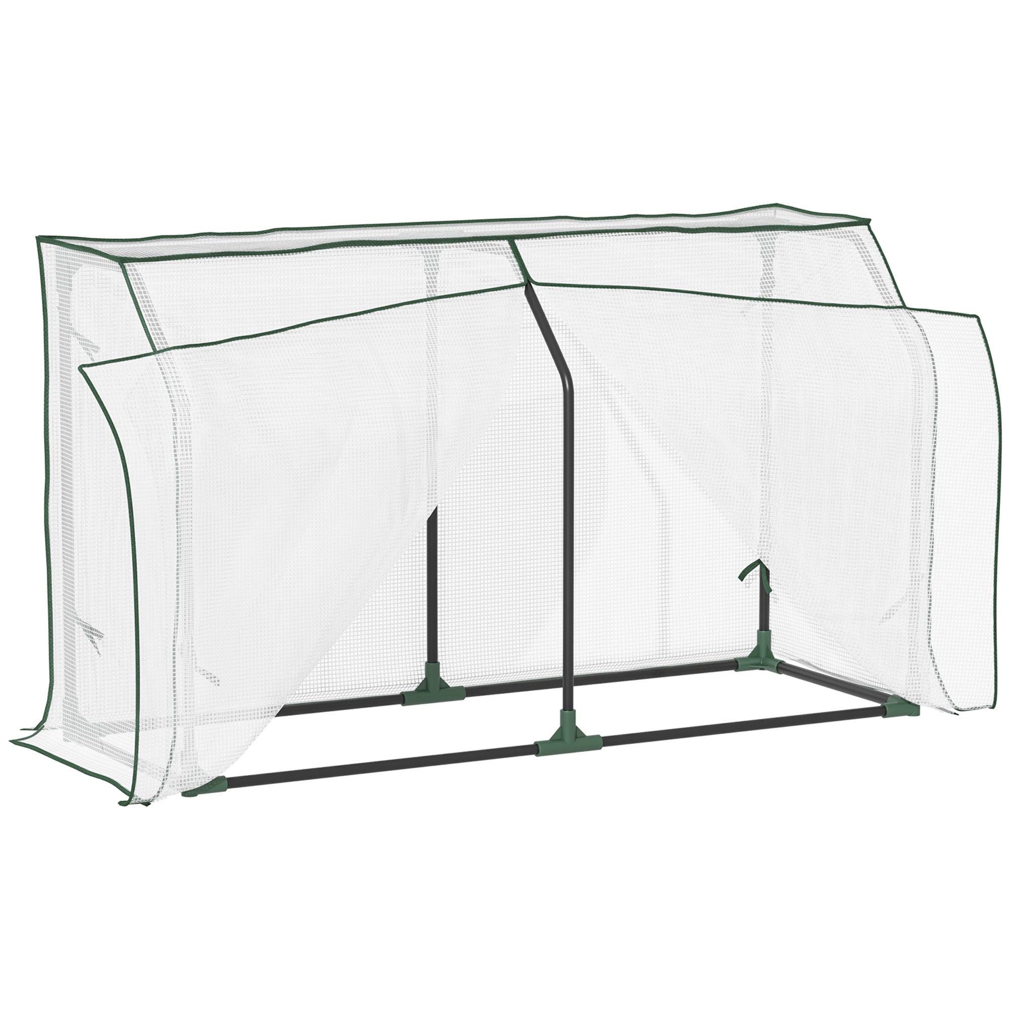 Outsunny Mini Greenhouse Portable Garden Growhouse for Plants with Zipper Design for Outdoor, Indoor, 120 x 45 x 70cm, White | Aosom UK