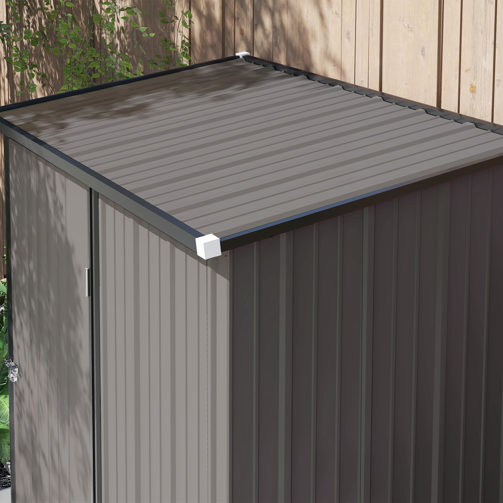 Outsunny 5.3 x 3.1ft Corrugated Steel Garden Shed - Light Grey - North Peak Garden Furniture