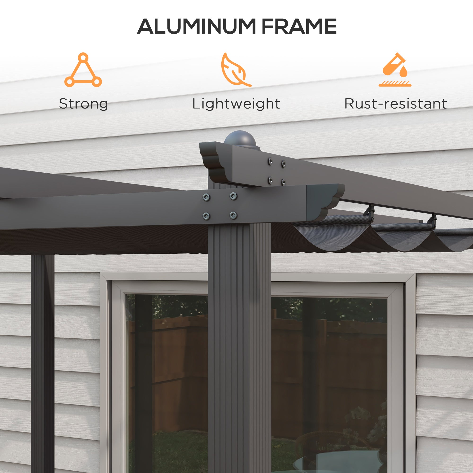 Outsunny 3 x 3m Aluminium Pergola, with Retractable Roof - Dark Grey - North Peak Garden Furniture