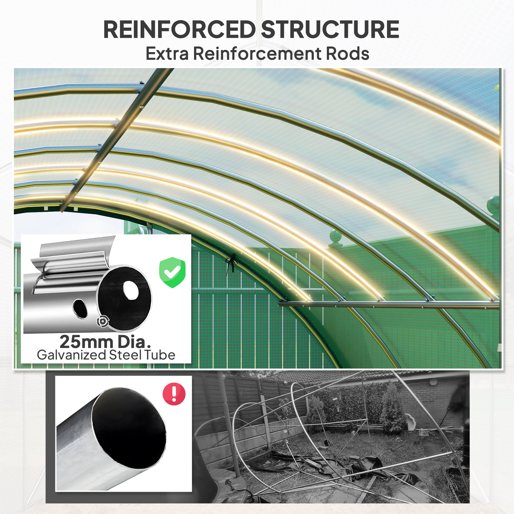 Outsunny 4 x 3(m) Polytunnel Greenhouse, with Windows and Doors - Green