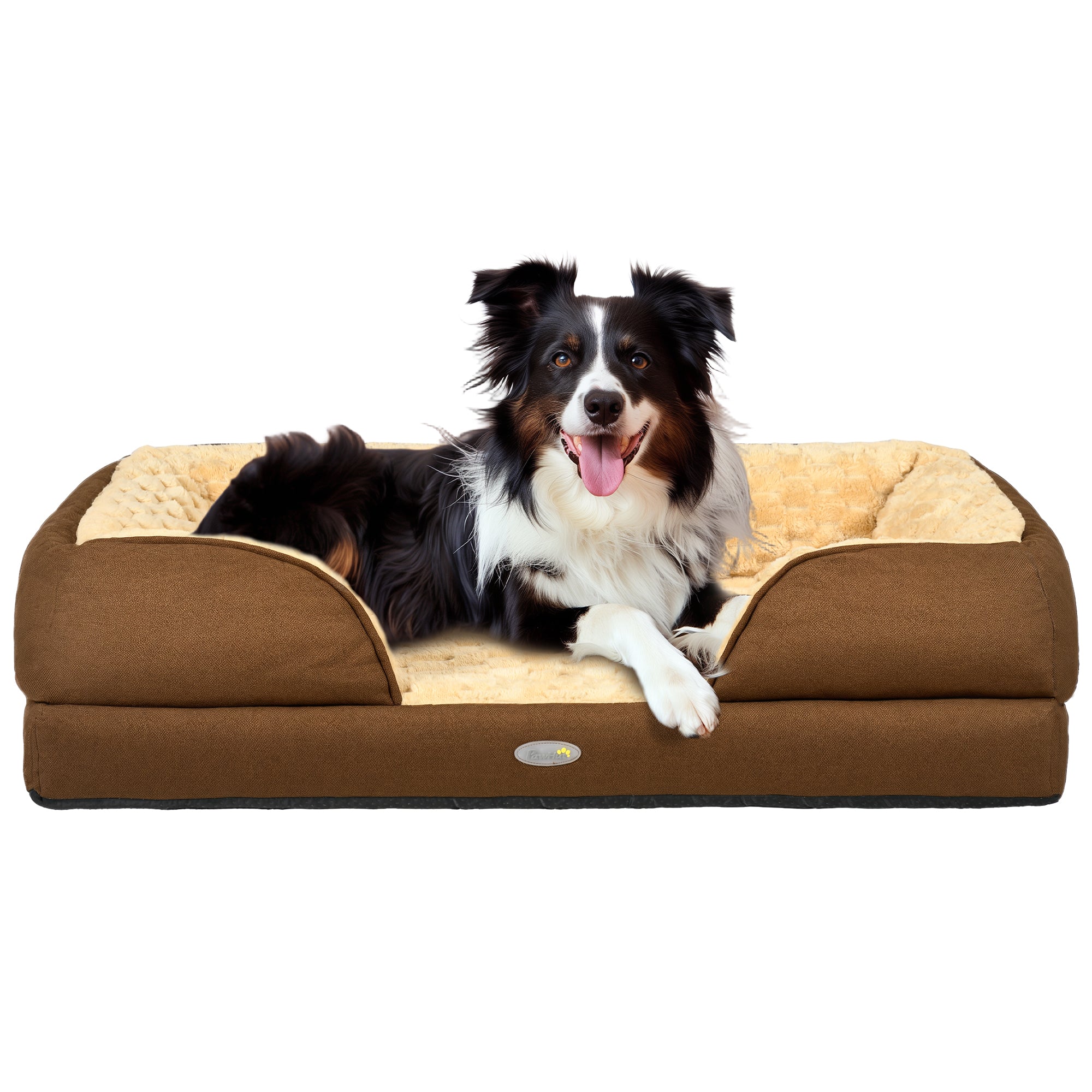 PawHut Calming Dog Bed Pet Mattress w/ Removable Cover, Anti-Slip Bottom, for Medium Dogs, 90L x 69W x 21Hcm - Brown - North Peak Garden Furniture