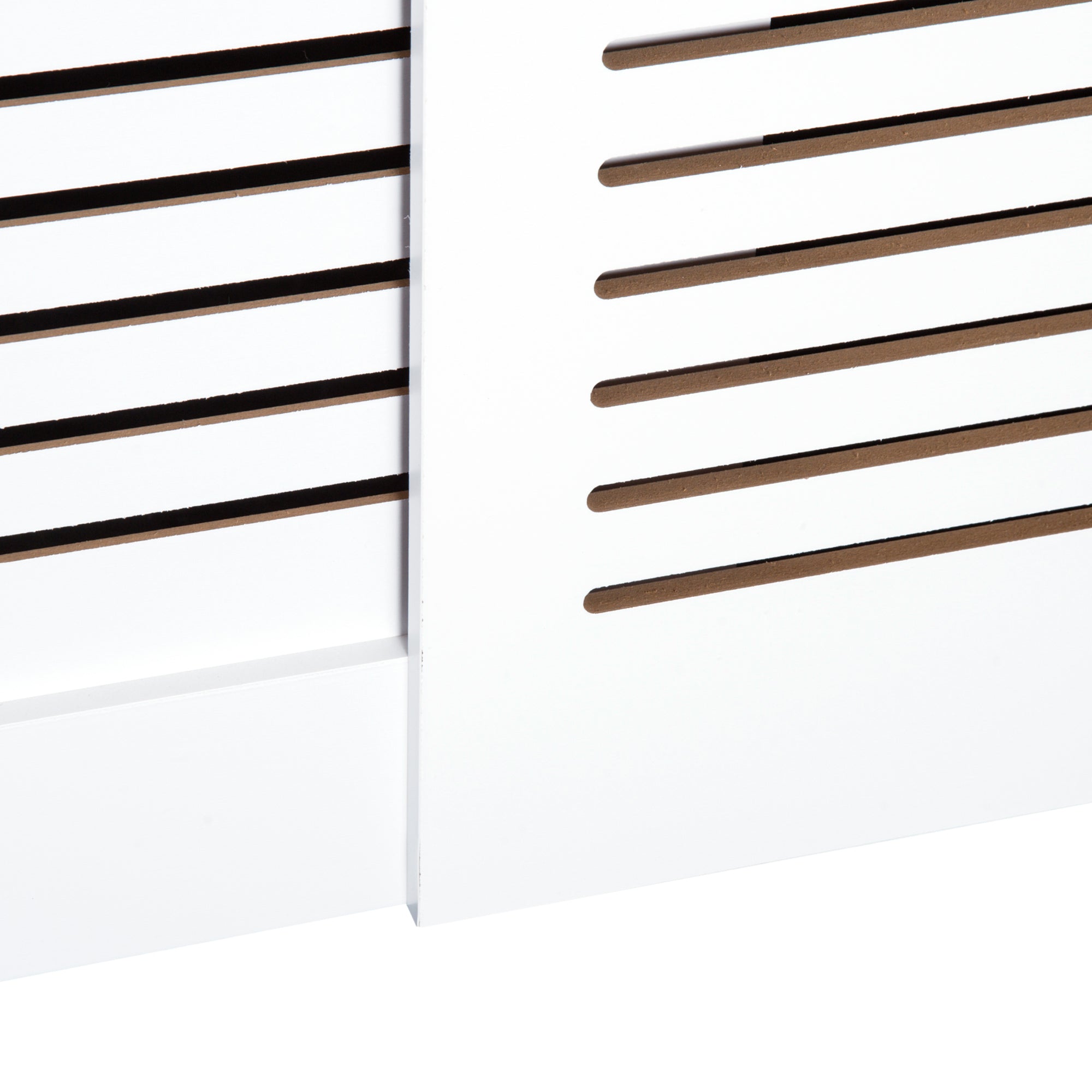 HOMCOM MDF Extendable Radiator Cover Cabinet Shelving Home Office Slatted Design White 139-208.5L x 20.5W x 82.5H cm