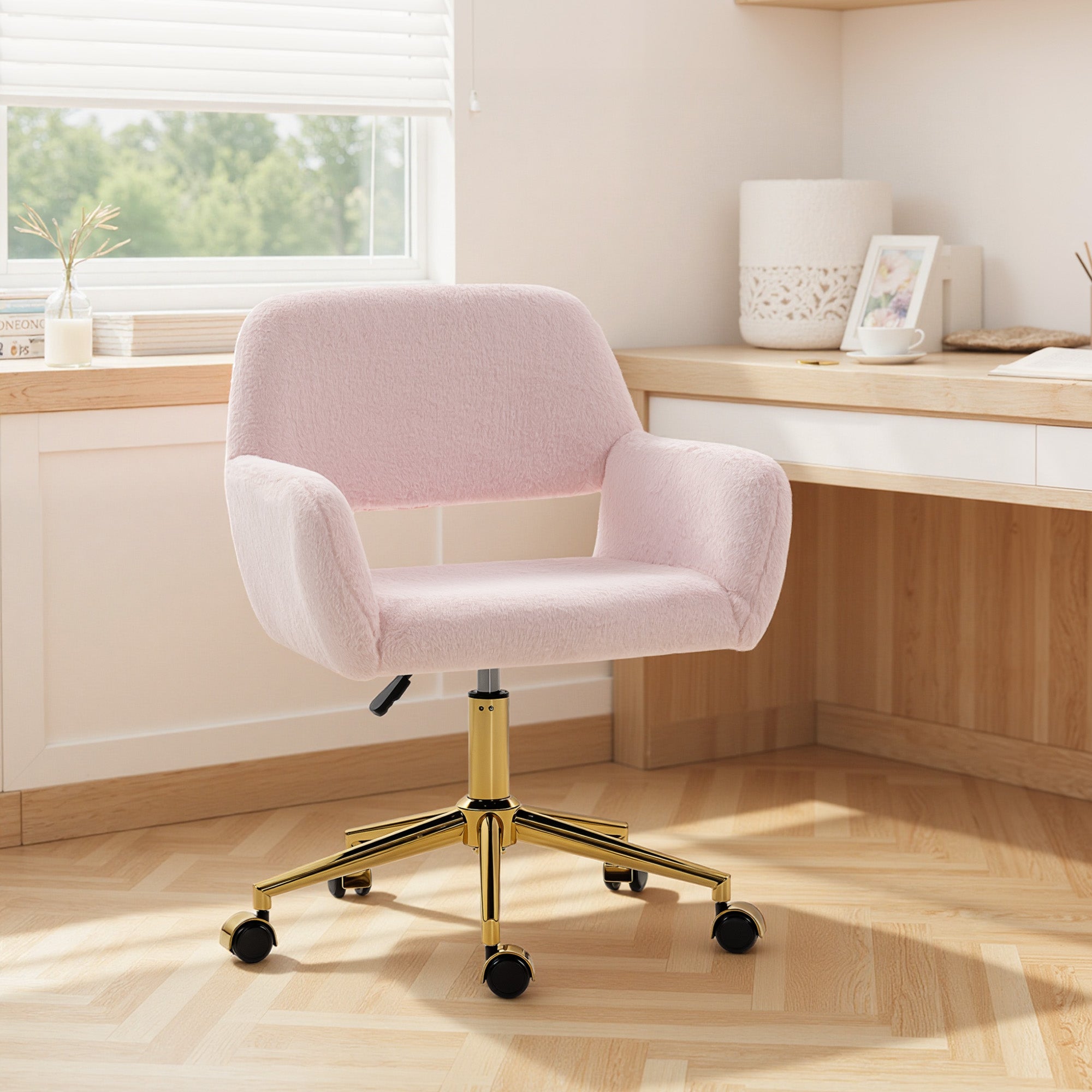 HOMCOM Faux Fur Rabbit Chair - Light Pink