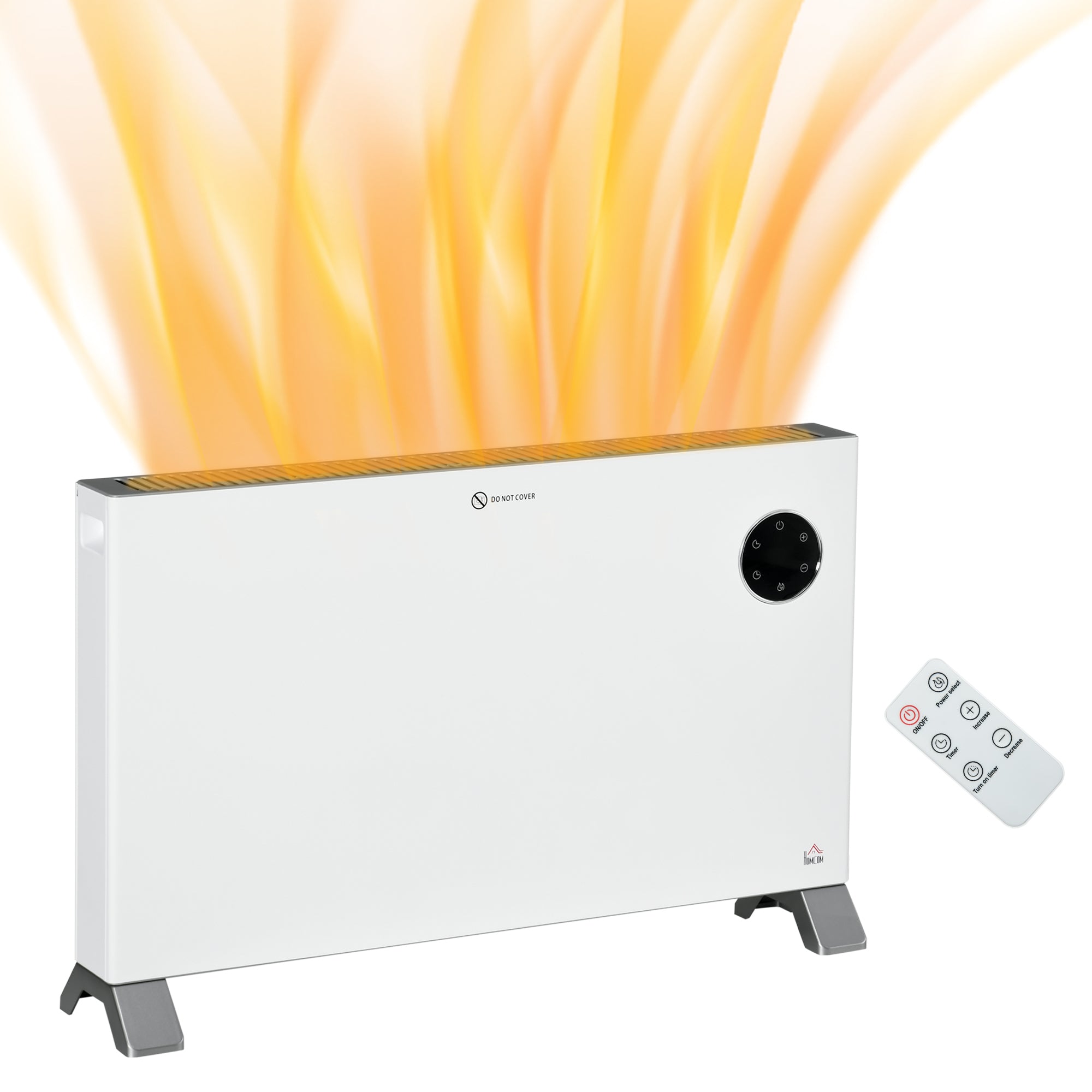HOMCOM 2000W Electric Convector Heater, Freestanding Space Heater with 3 Heat Settings, Adjustable Thermostat, Timer, White - North Peak Garden Furniture