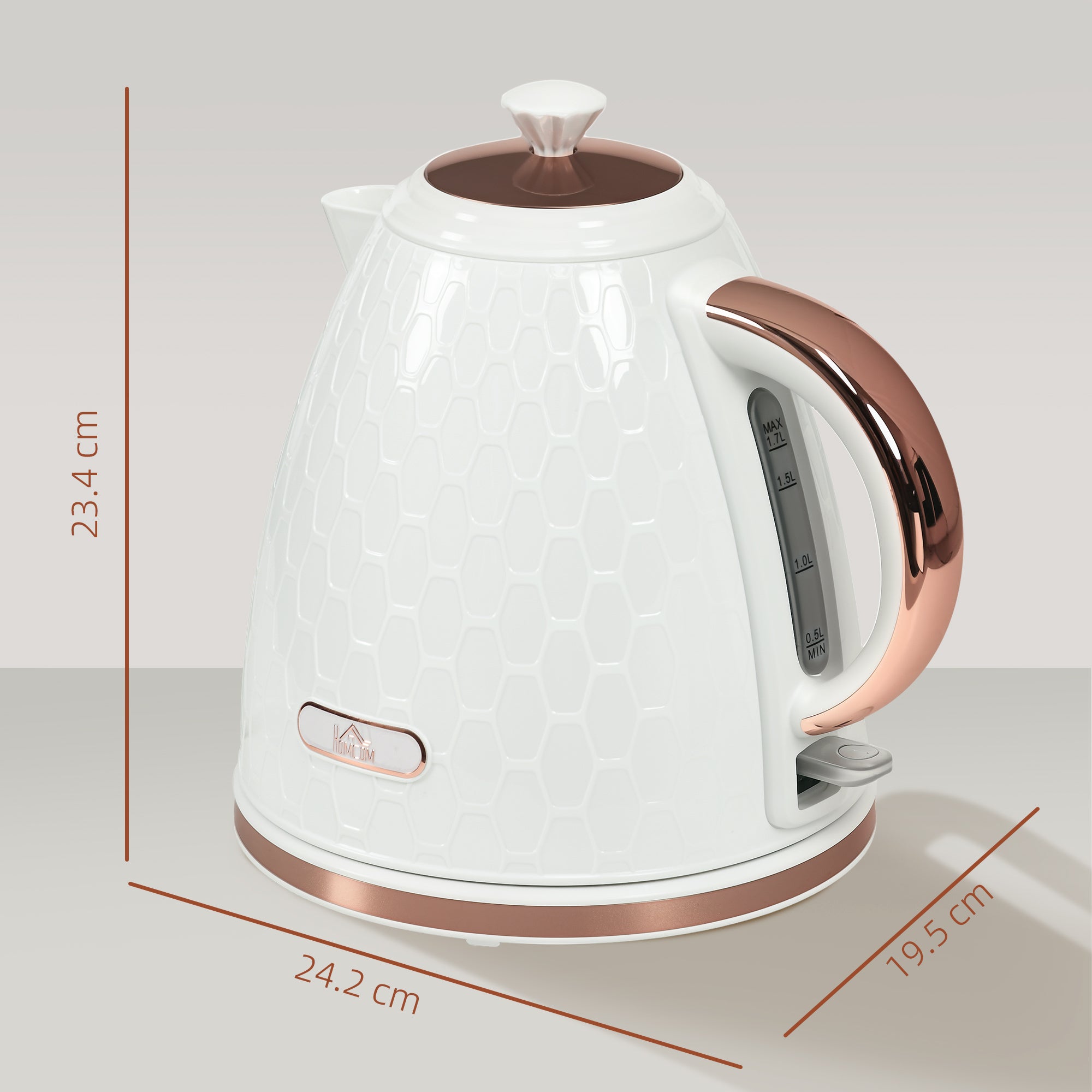 HOMCOM 3kW Rapid Boil Honeycomb Kettle - Cream - North Peak Garden Furniture