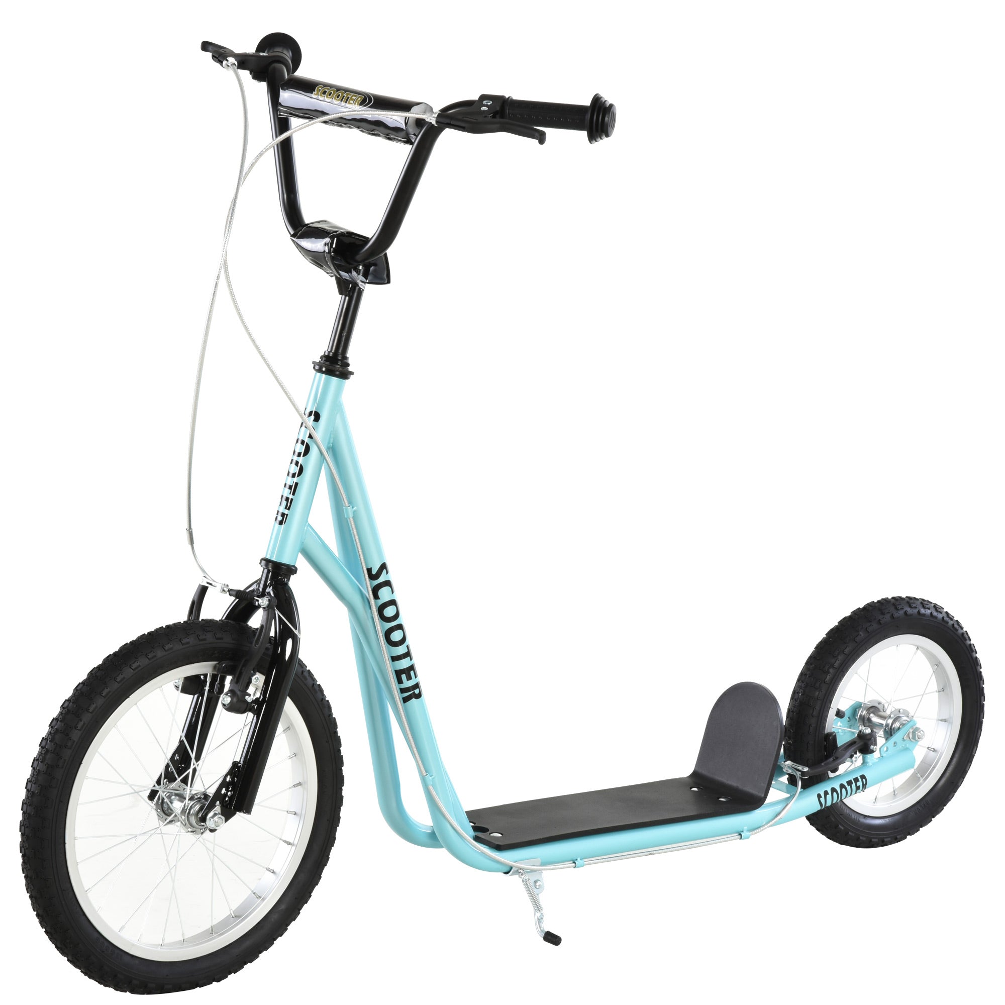 HOMCOM Teen Kids Stunt Scooter w/ Adjustable Handlebar, 16 Inch Rubber Tyres, Dual Brakes, Blue